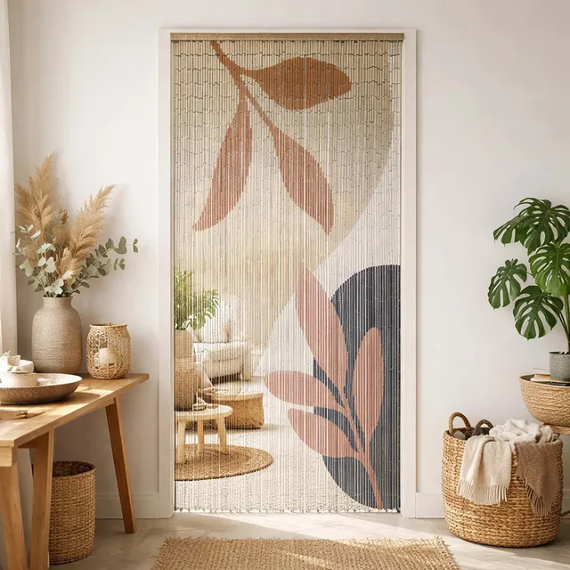 evideco-home-accessories-rideau-perles-bambou-feuilles-90x200 image 1