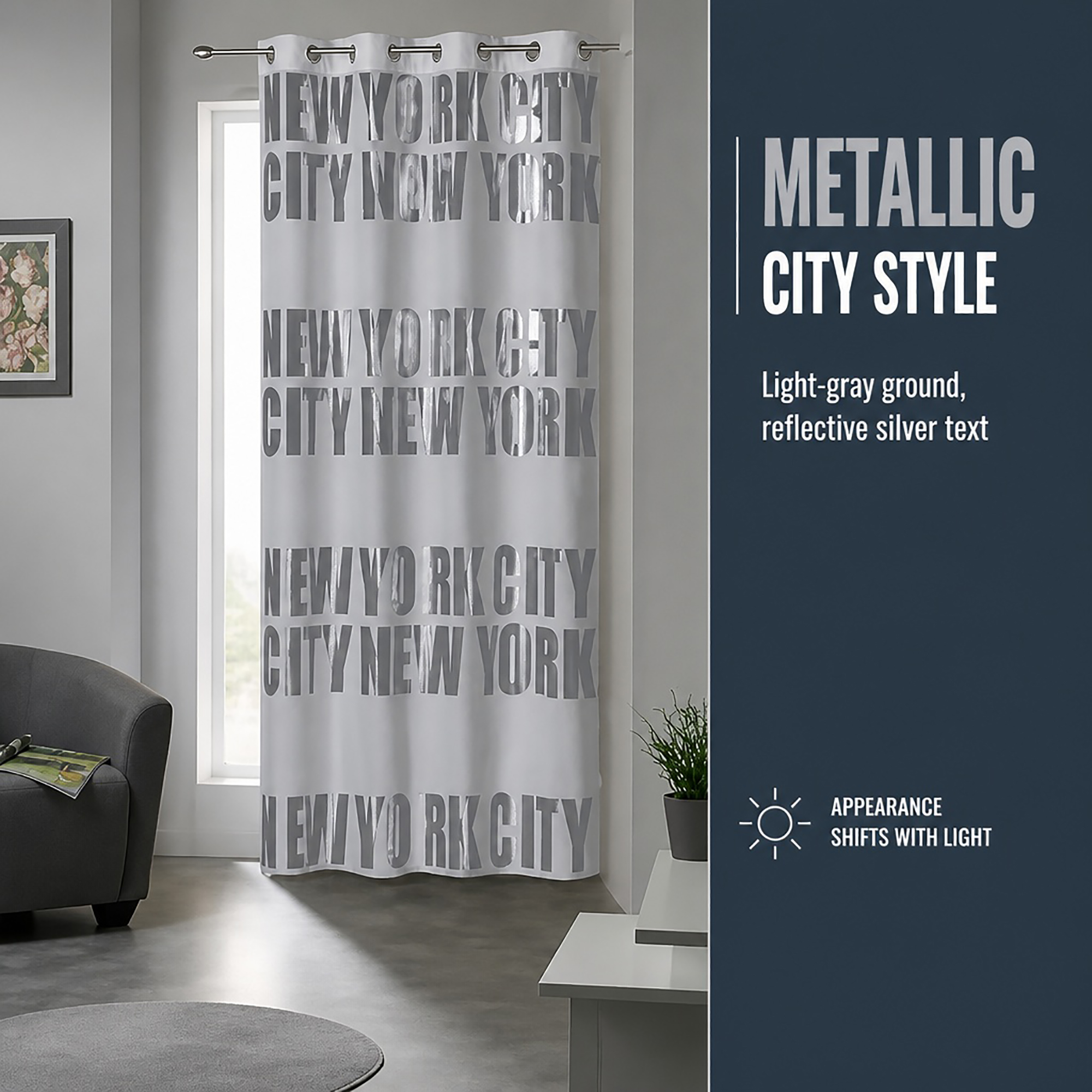 evideco-new-york-rideau-occultant-gris-clair-102x55-illets image 3