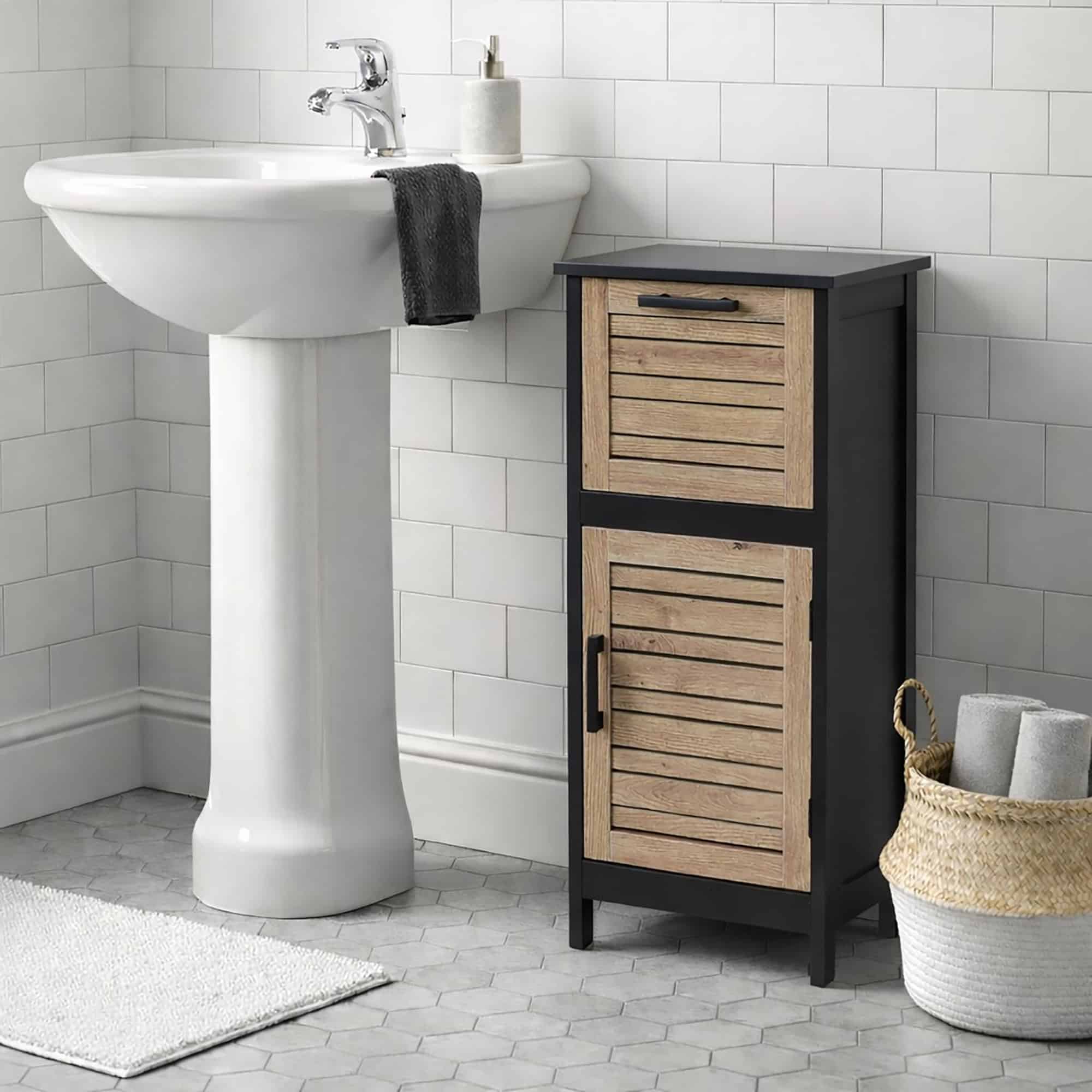 evideco-bergen-meuble-salle-de-bain-compact-noir-marron image 2