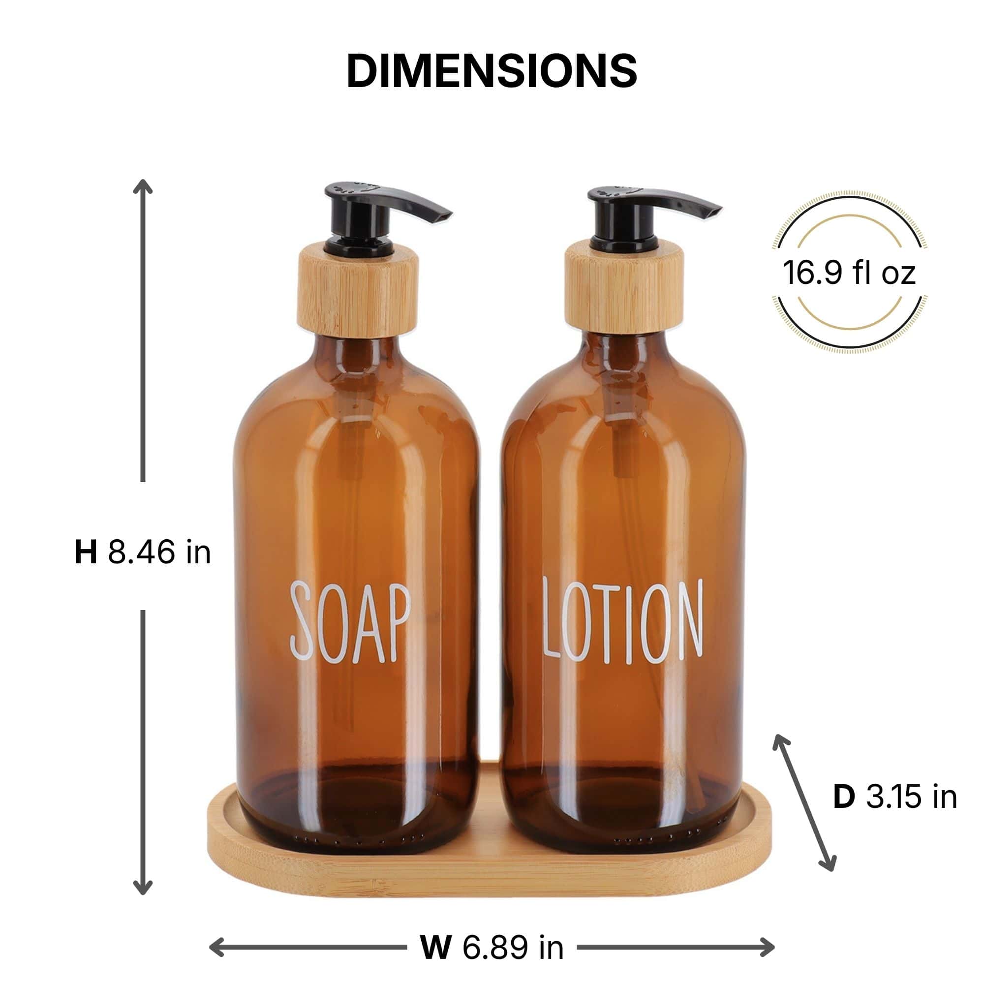 evideco-distributeur-savon-verre-ambr-2x500ml-plateau-bambou image 7