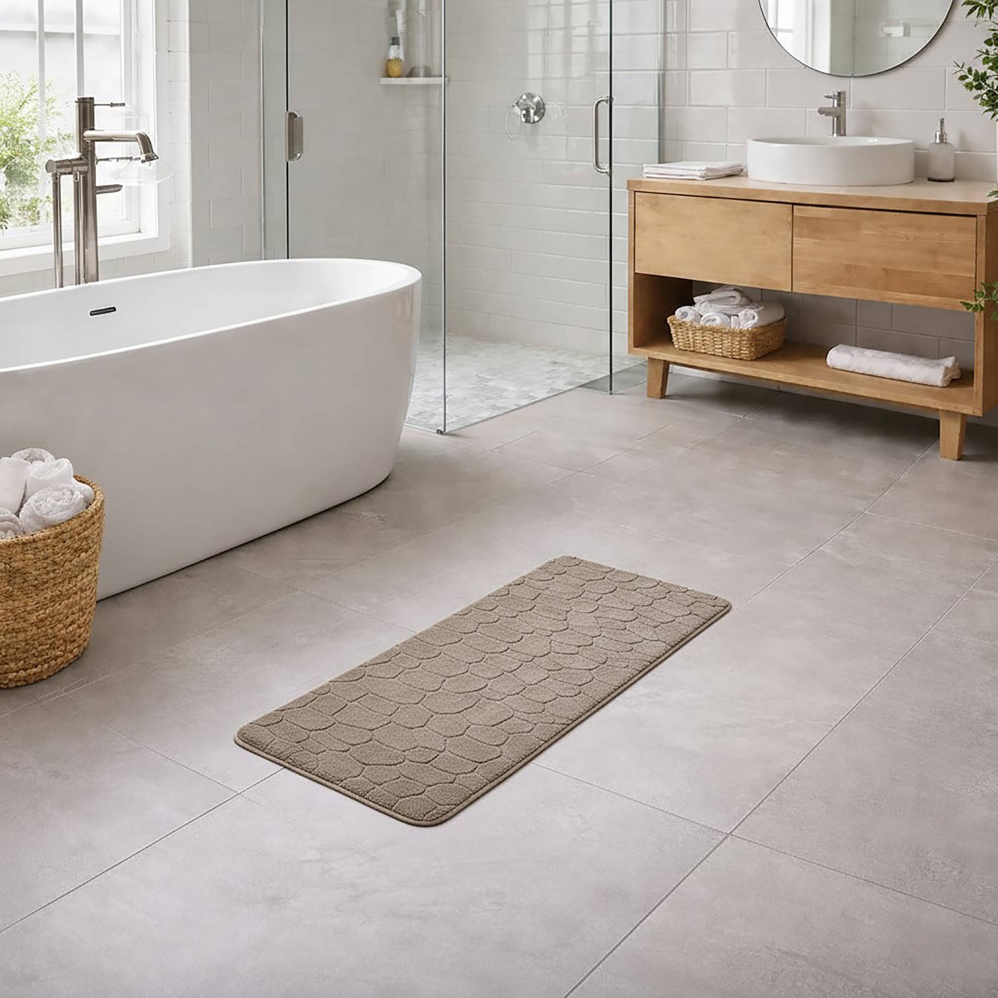 evideco-tapis-salle-de-bain-m-moire-de-forme-galets-taupe-48x18 image 2
