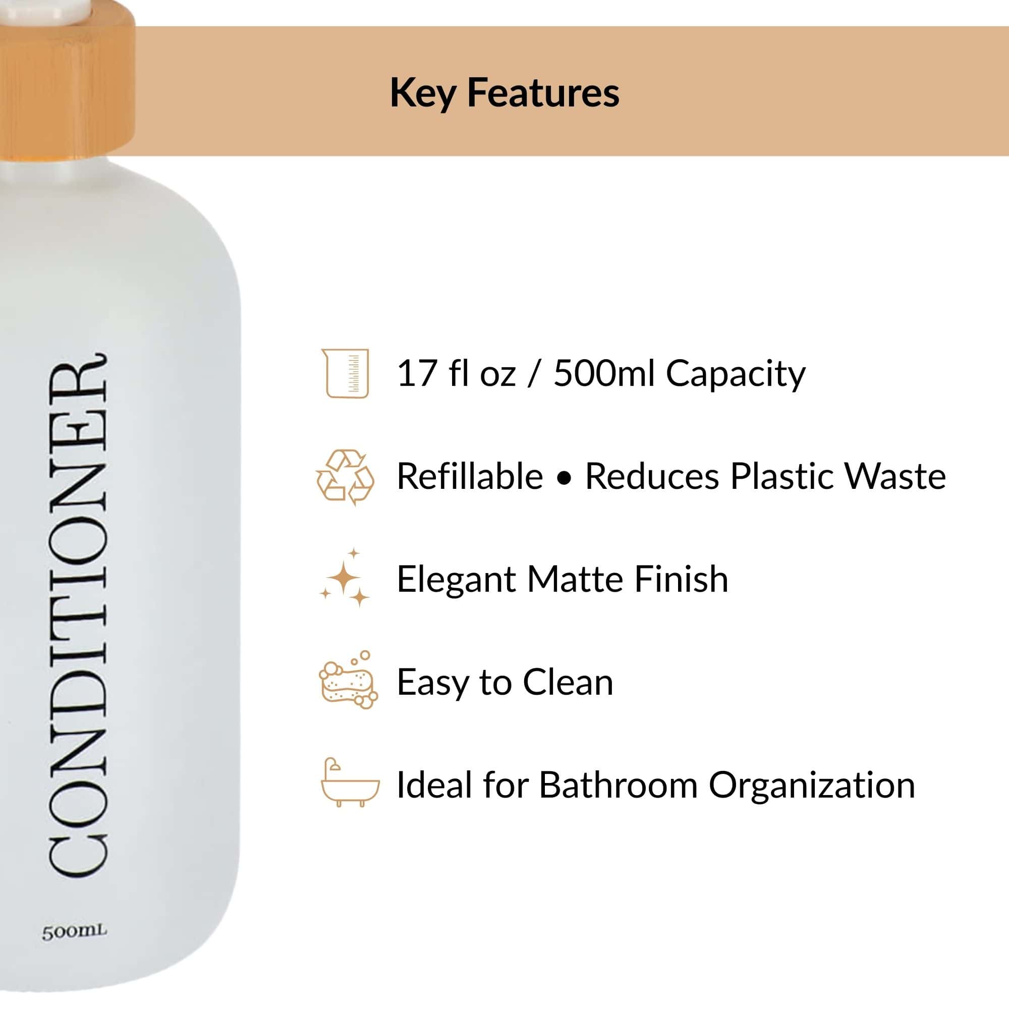 evideco-bathroom-accessories-distributeur-apr-s-shampoing-500-ml-blanc-mat-verre image 5