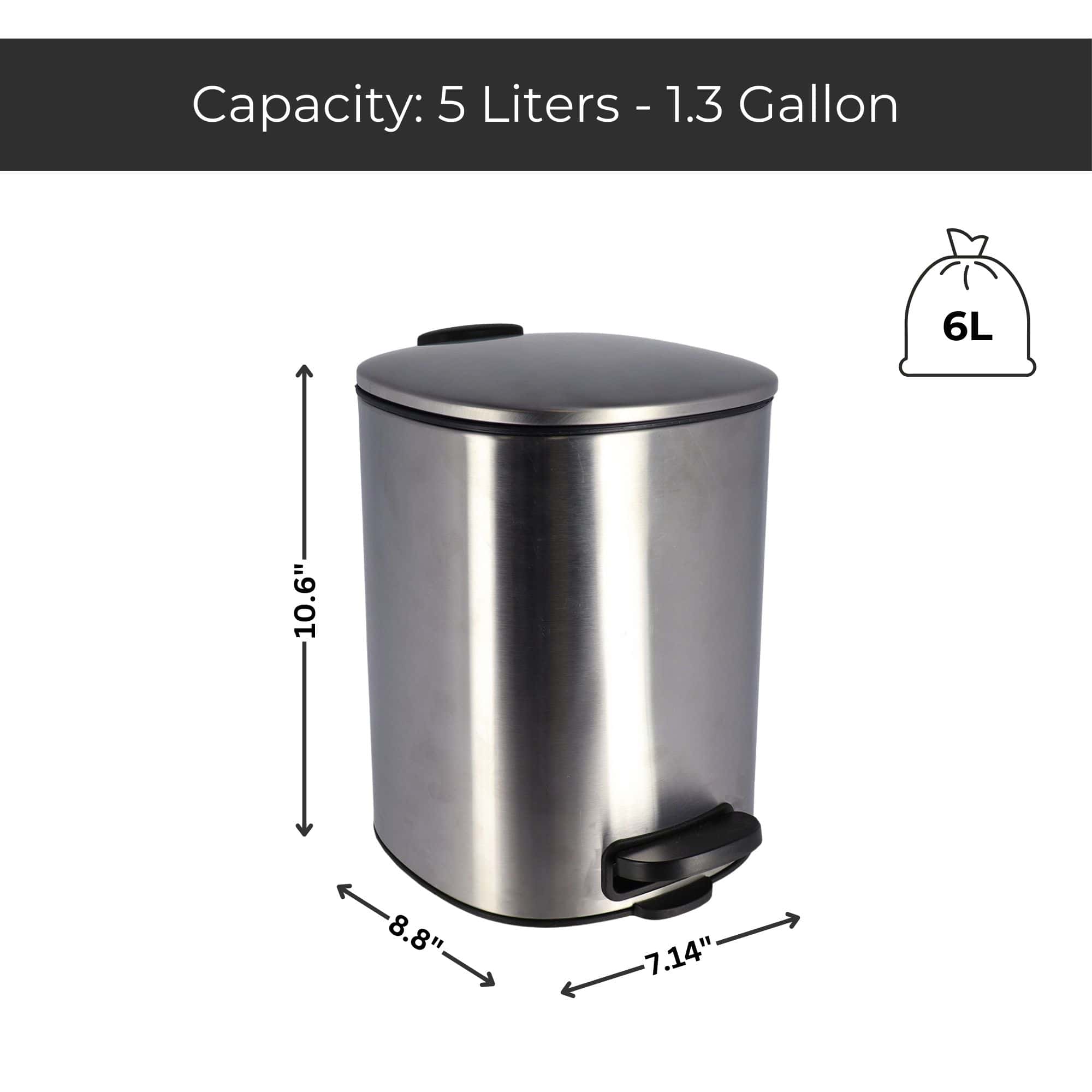 evideco-poubelle-salle-de-bain-chrome-5l-p-dale-silencieuse-carr-e image 3