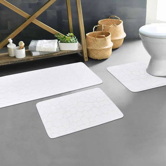 evideco-lot-3-tapis-bain-m-moire-forme-blanc-absorbant-lavable image 1
