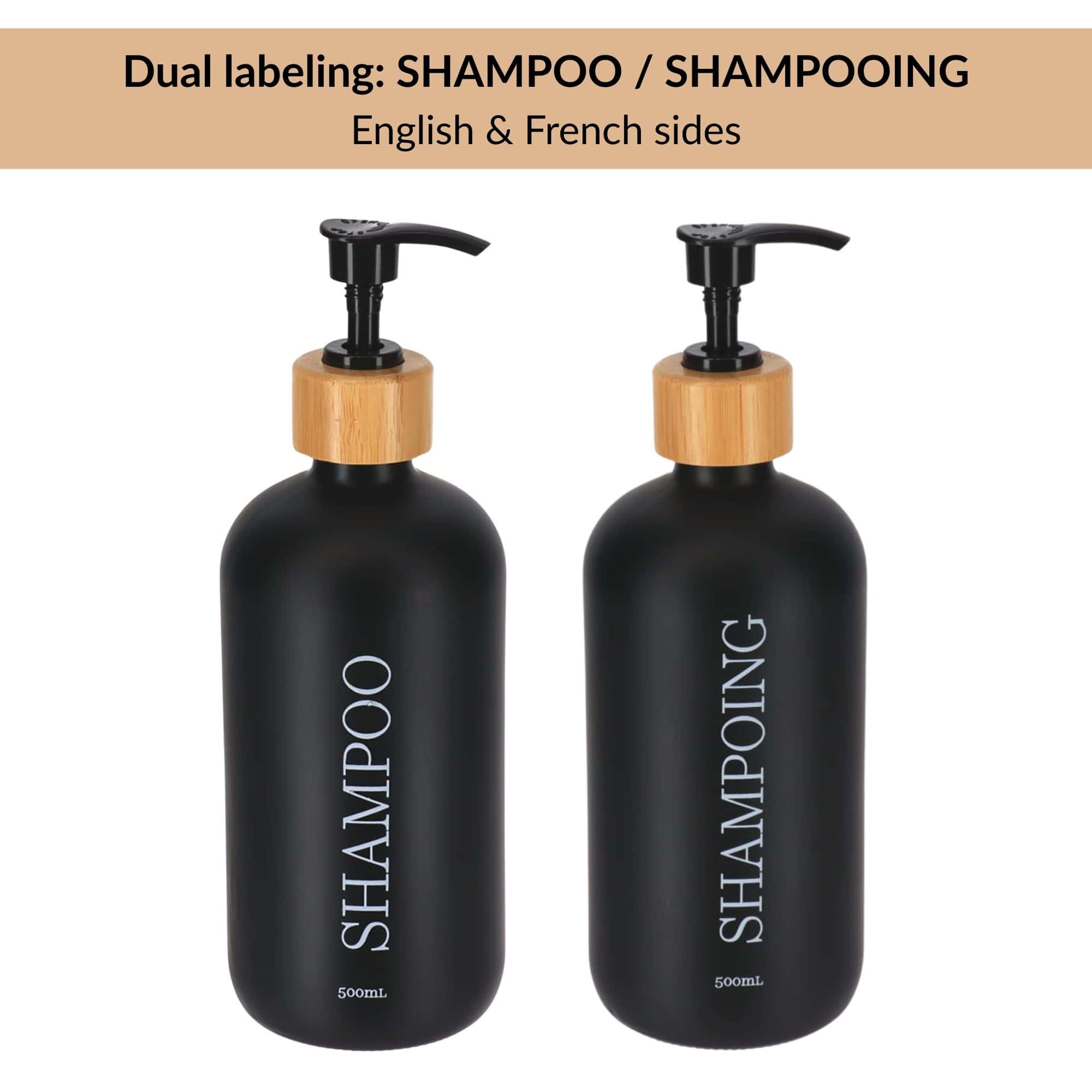 evideco-distributeur-shampooing-noir-mat-500-ml-verre-bambou image 3