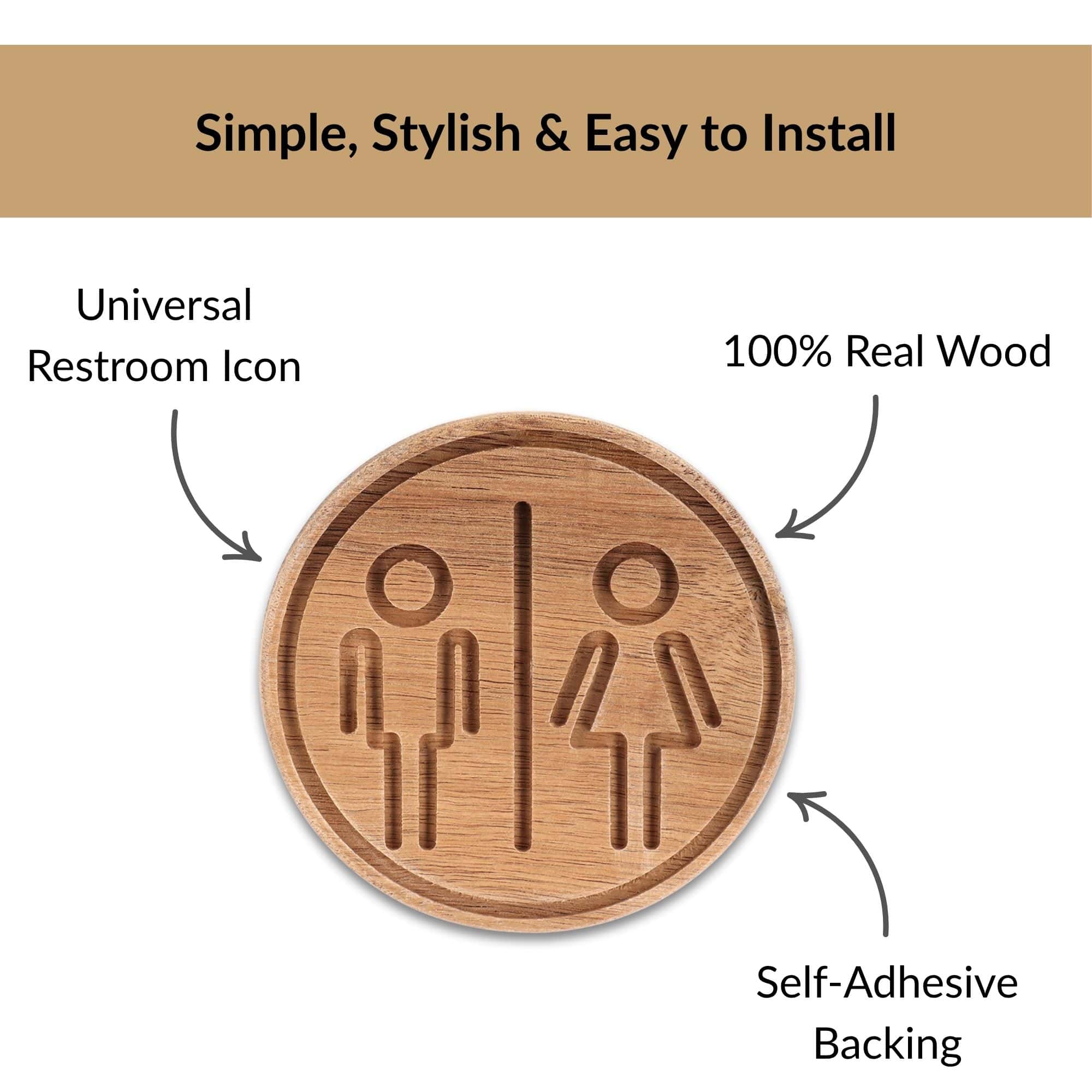 evideco-home-accessories-plaque-porte-wc-ronde-bois-beige-adh-sive image 4