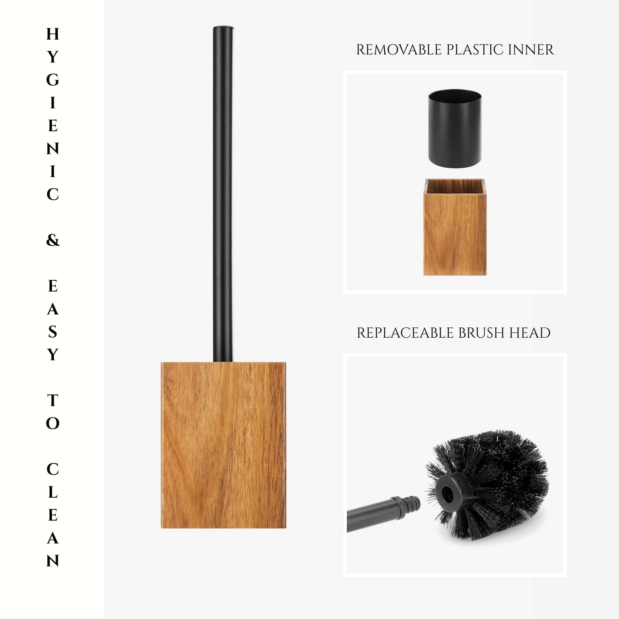 evideco-acacia-brosse-wc-bois-marron-carr-e-avec-support image 7
