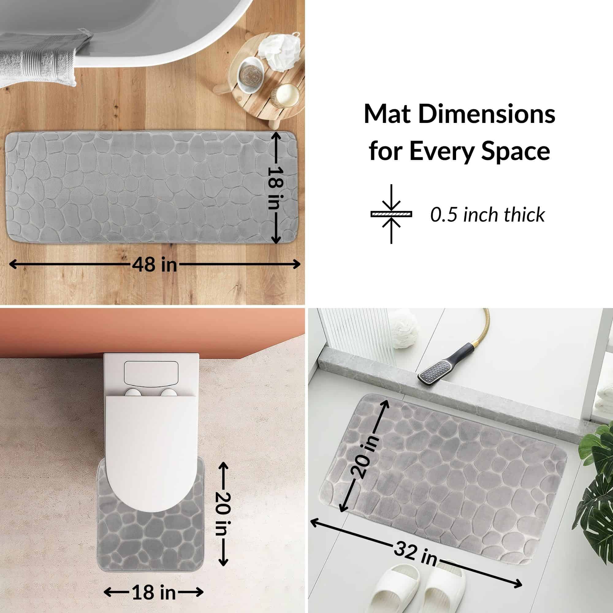 evideco-bathroom-tapis-salle-de-bain-gris-lot-3-m-moire image 2