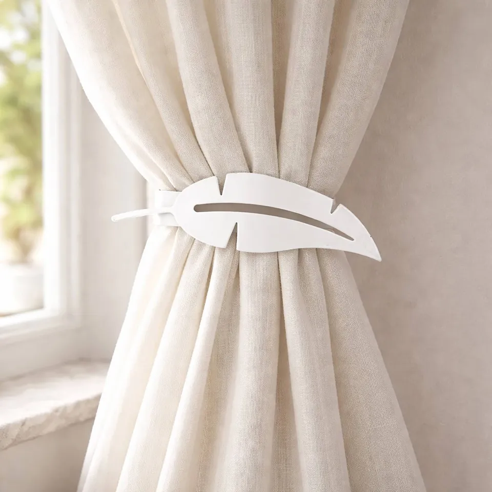 evideco-embrasse-rideau-plume-m-tal-blanc-magn-tique image 1