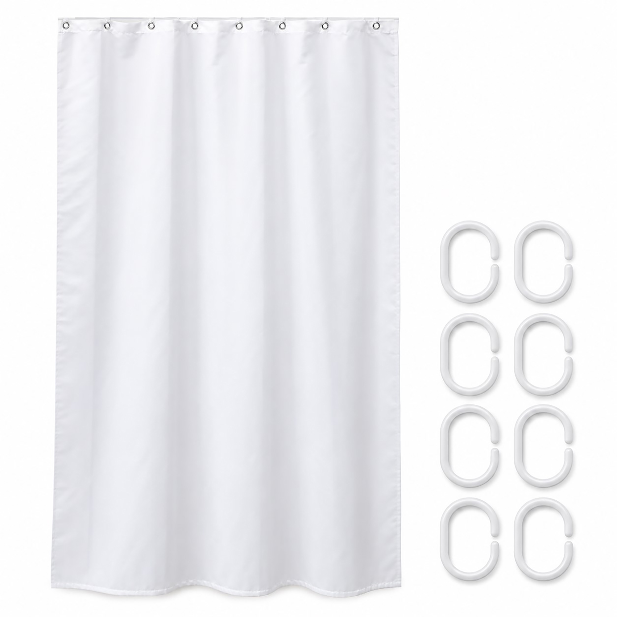 evideco-rideau-de-douche-blanc-mi-large-polyester-120x180-cm-8-anneaux image 8
