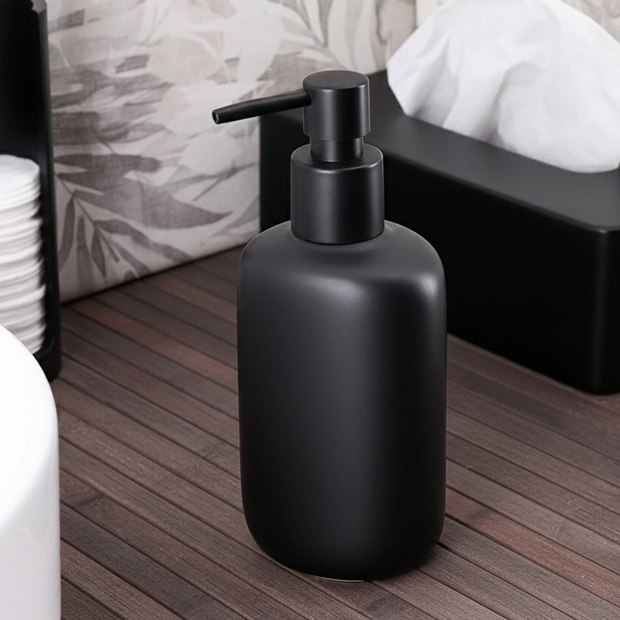 evideco-japandi-distributeur-savon-ovale-noir-240-ml image 1