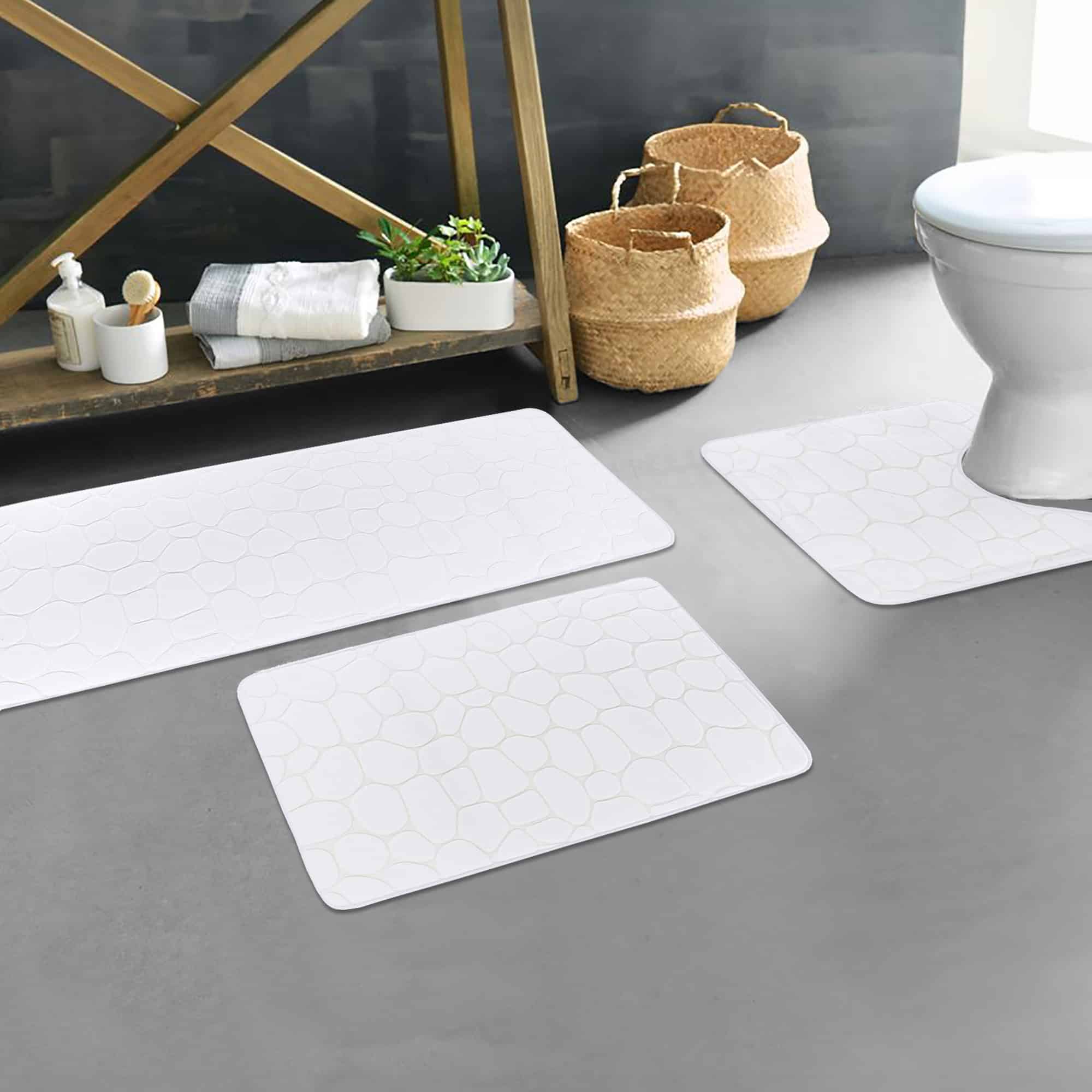 evideco-lot-3-tapis-bain-m-moire-forme-blanc-absorbant-lavable image 1