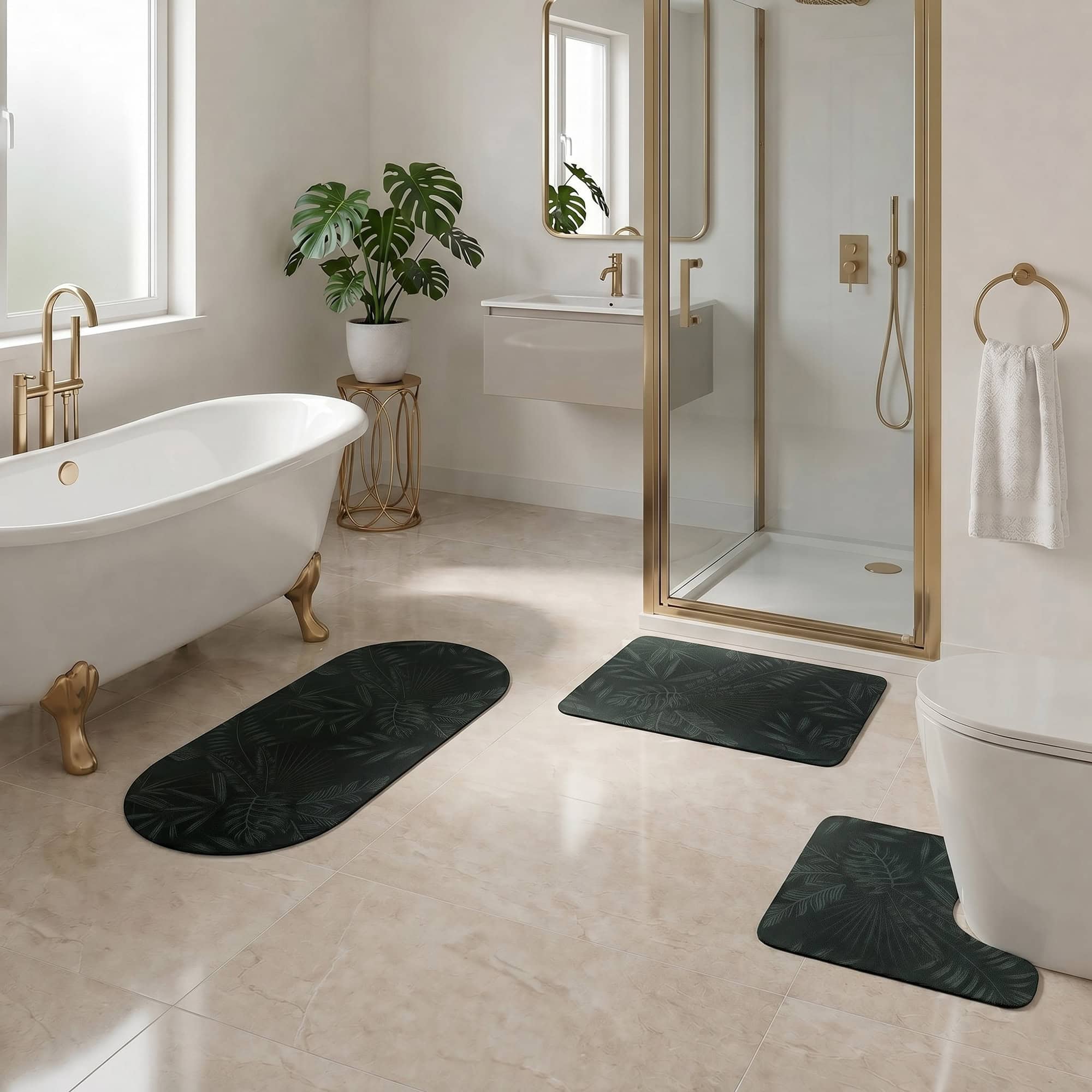 evideco-tropical-night-lot-3-tapis-salle-de-bain-vert-jungle image 1
