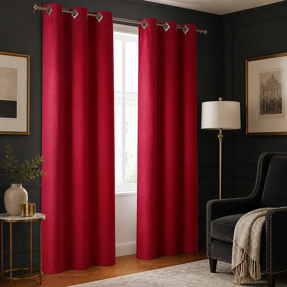 evideco-home-accessories-lot-2-rideaux-su-dine-rouge-rubis-95x55 image 1