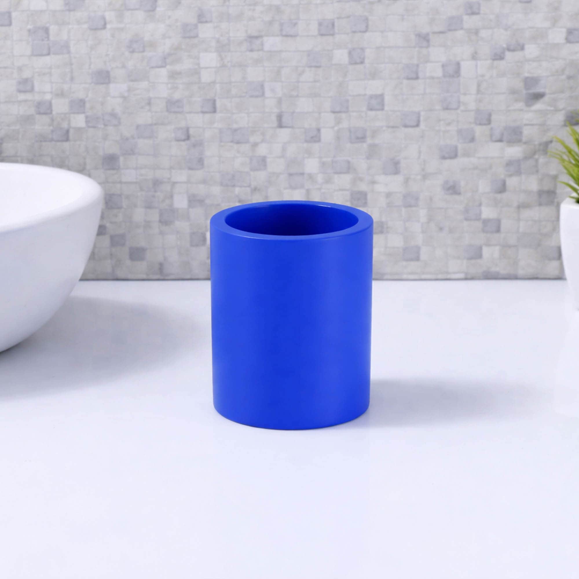 evideco-porte-brosse-dent-b-ton-bleu-gobelet-salle-de-bain image 2