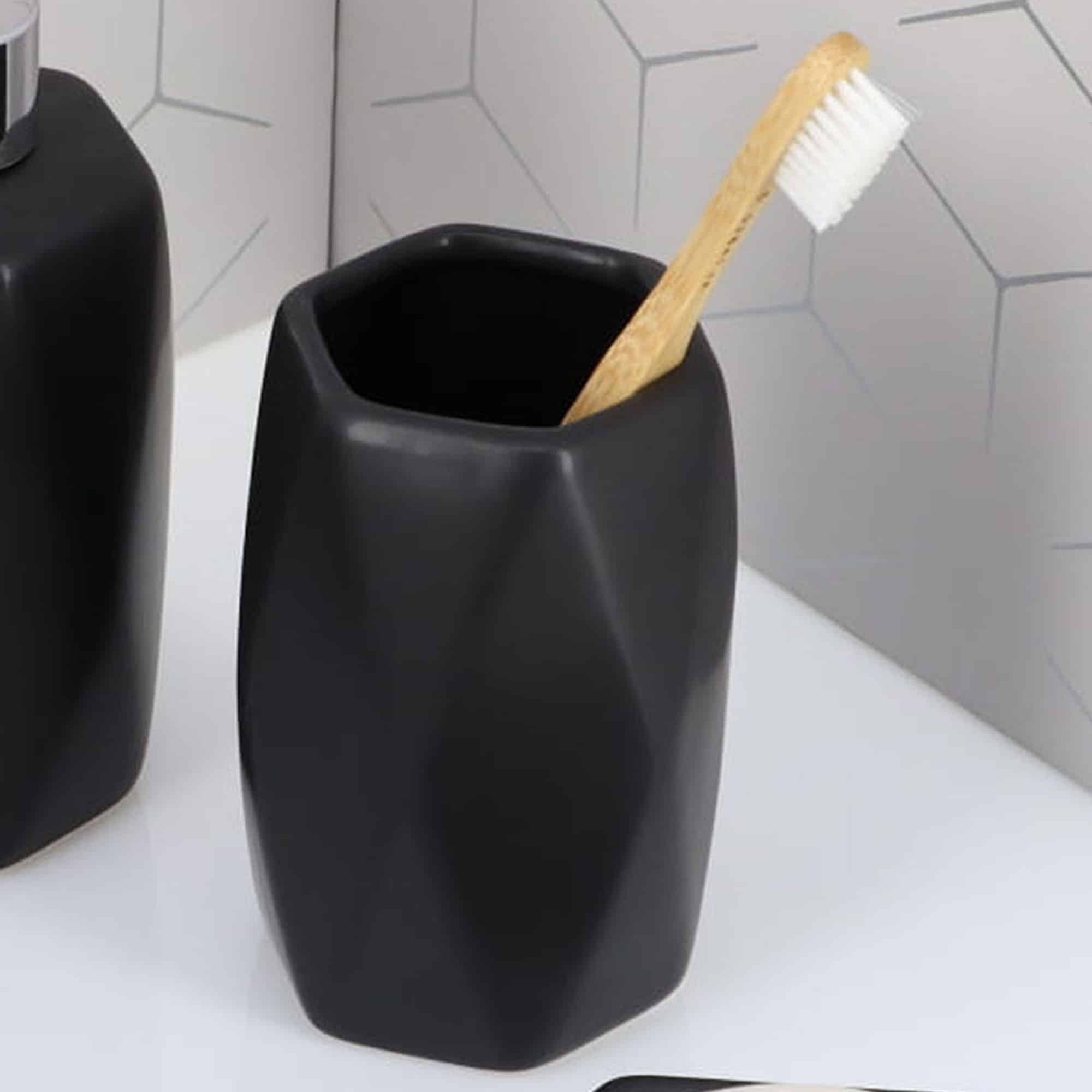 evideco-bathroom-accessories-gobelet-salle-de-bain-noir-diamant image 4
