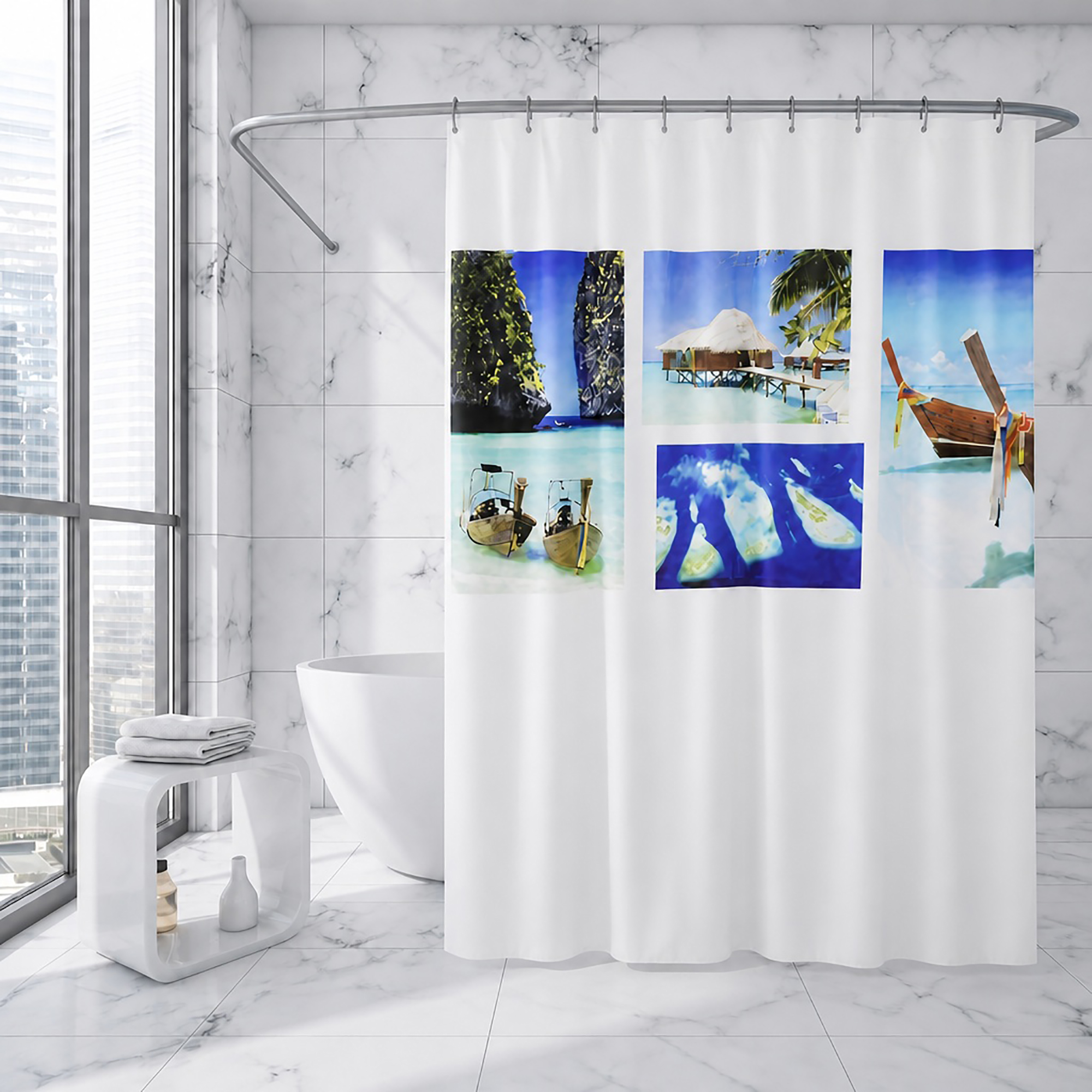 evideco-paradise-rideau-douche-plage-200x180-polyester-long image 3