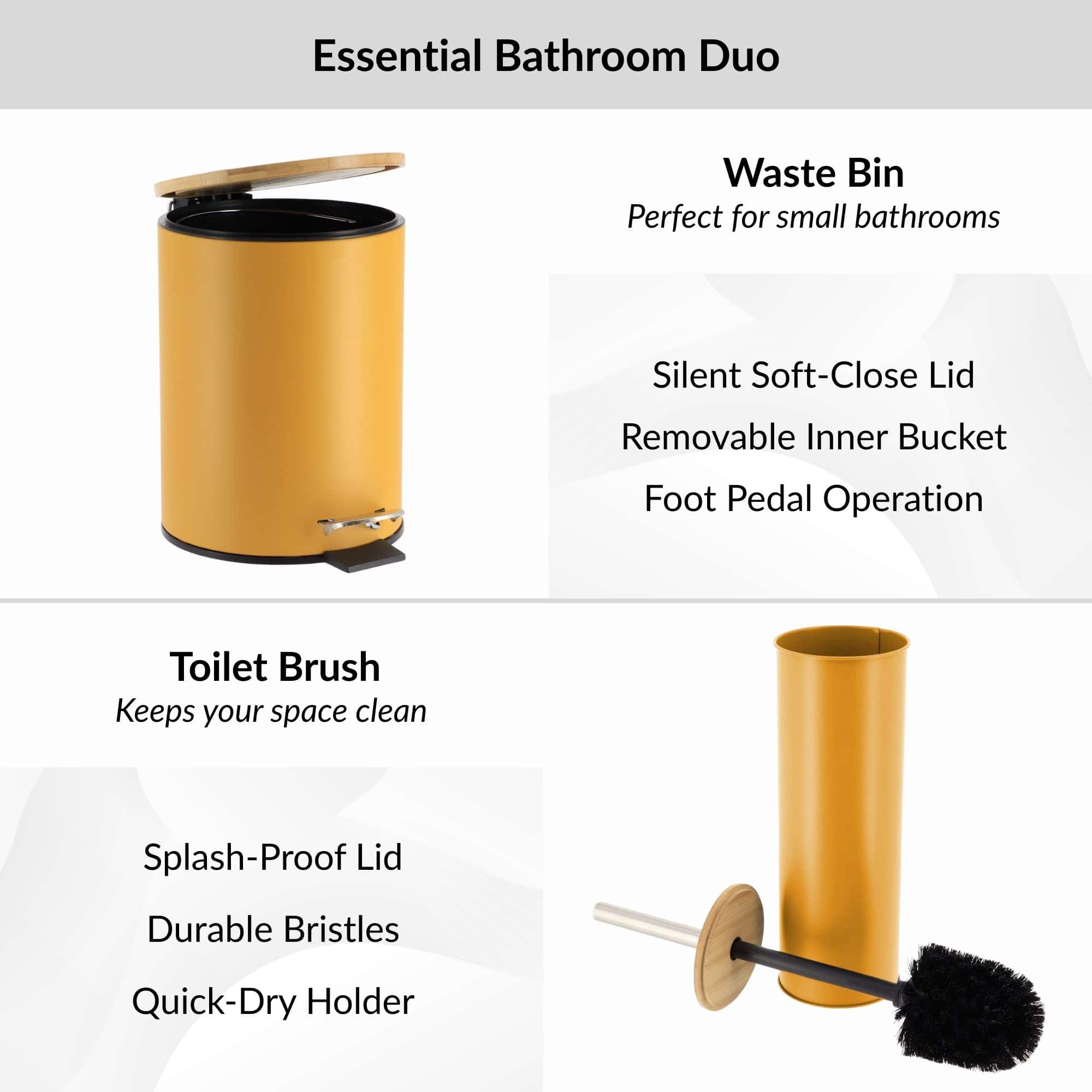 evideco-set-salle-de-bain-poubelle-brosse-wc-jaune-moutarde image 3