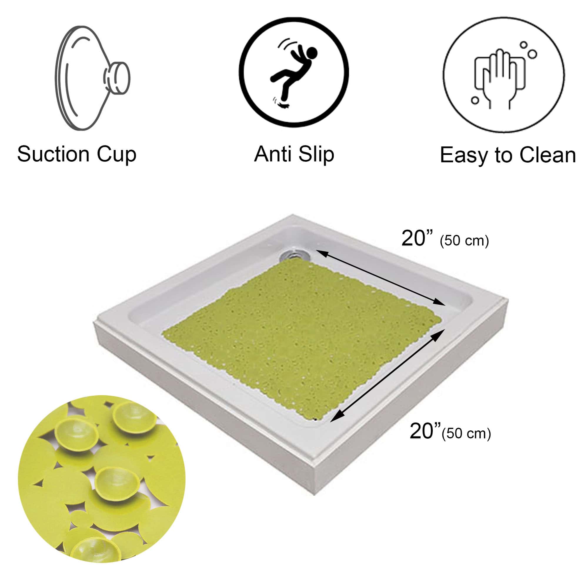 evideco-shower-accessories-tapis-douche-vert-lime-carr-20x20 image 3
