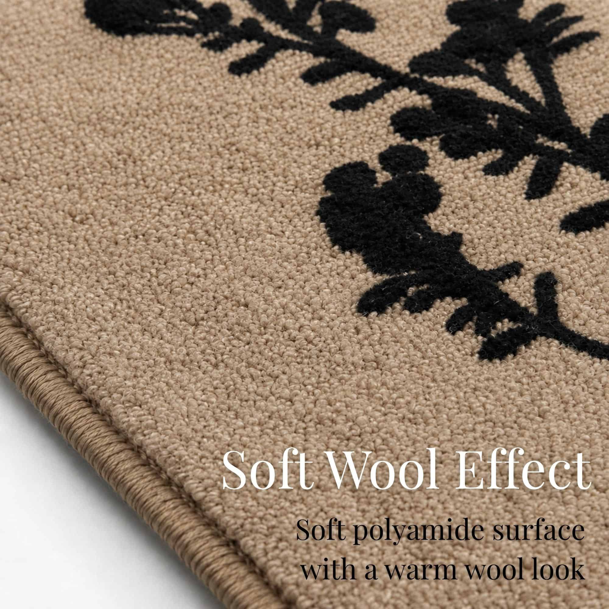 evideco-home-accessories-tapis-cuisine-fleurs-beige-noir-122x51-cm image 5