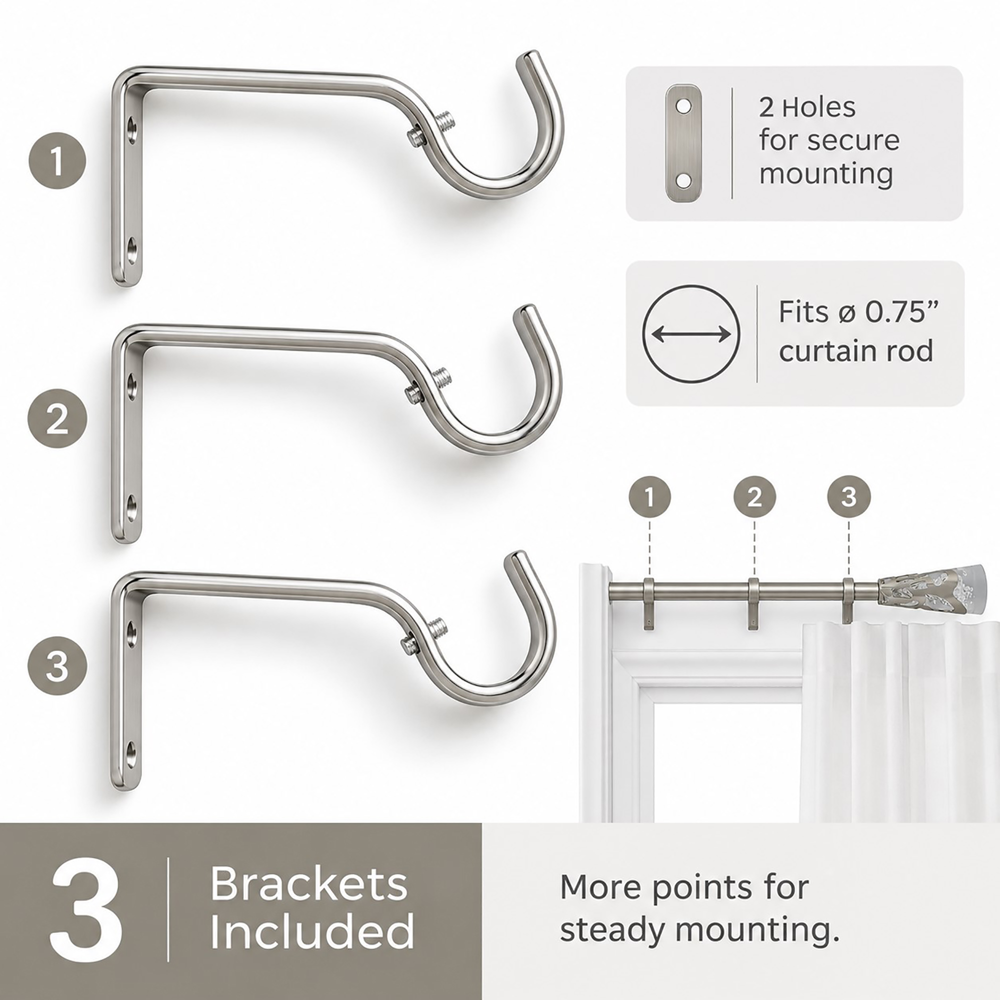 evideco-tringle-rideau-simple-extensible-127-208cm-argent image 5