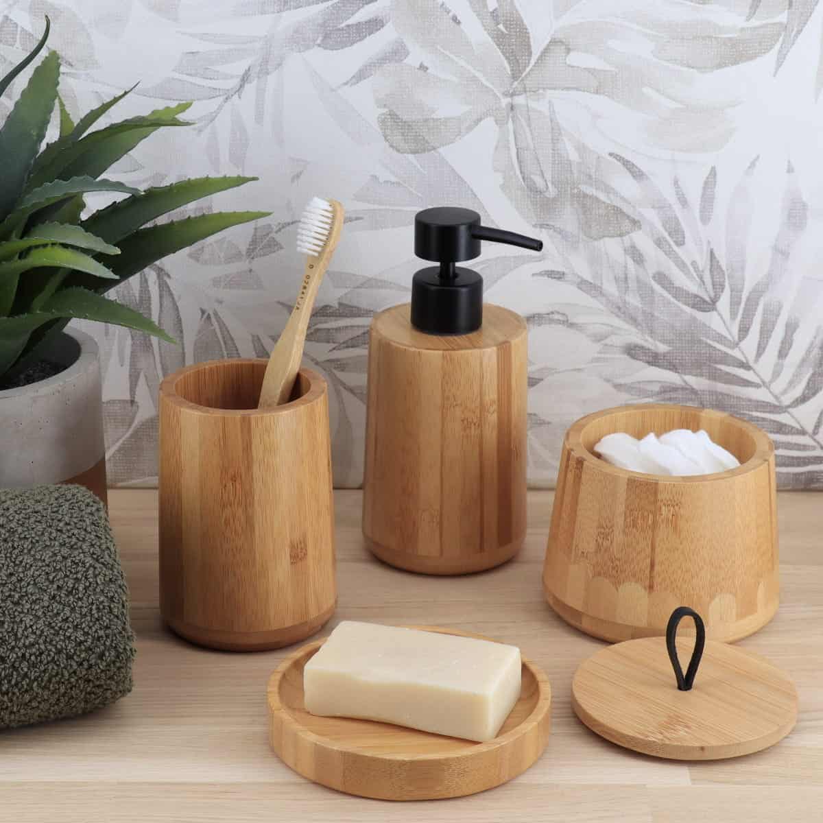 evideco-distributeur-savon-bambou-pompe-noire-300-ml-rechargeable image 7