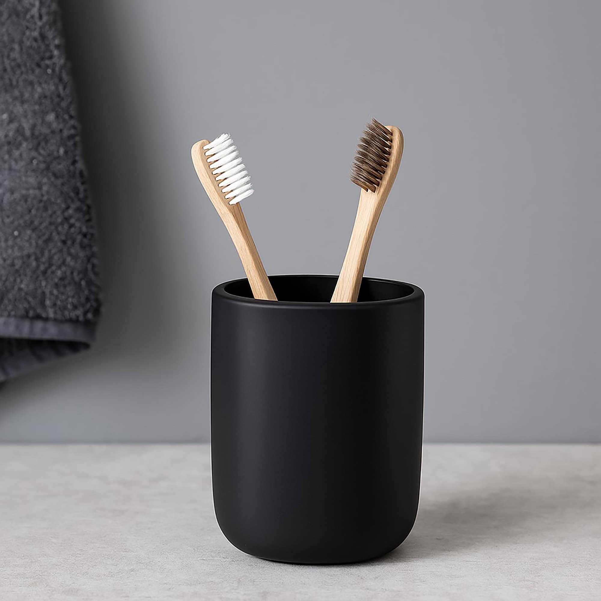 evideco-porte-brosse-dents-ovale-noir-salle-de-bain image 7