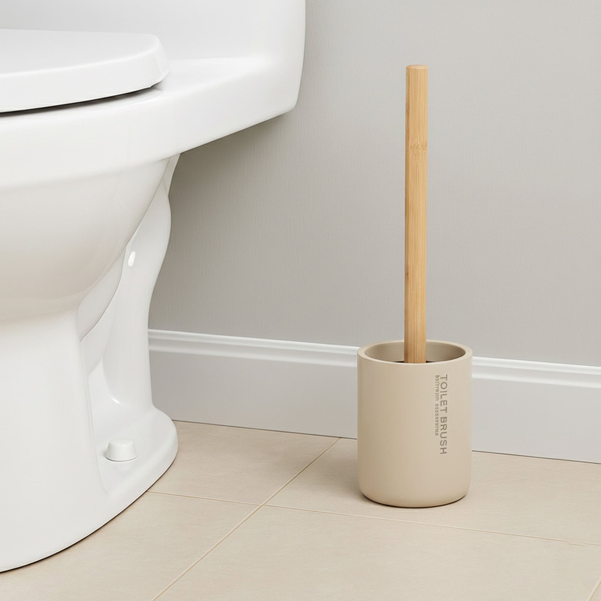 evideco-brosse-wc-beige-mate-bambou-avec-support image 1