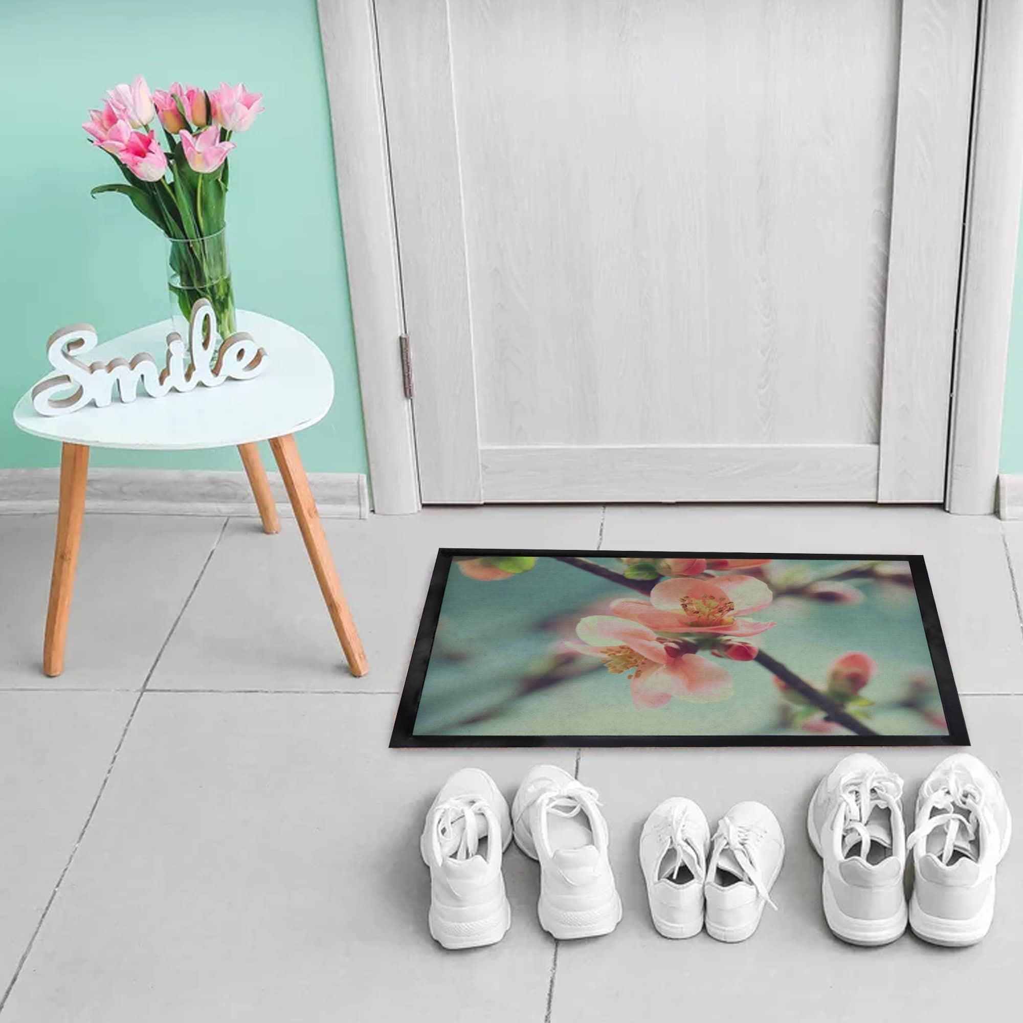 evideco-paillasson-int-rieur-fleur-rose-61x41-cm-tapis-entr-e image 2