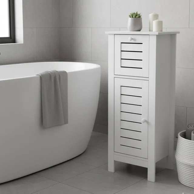 evideco-santorin-petit-meuble-salle-de-bain-blanc-tiroir image 1
