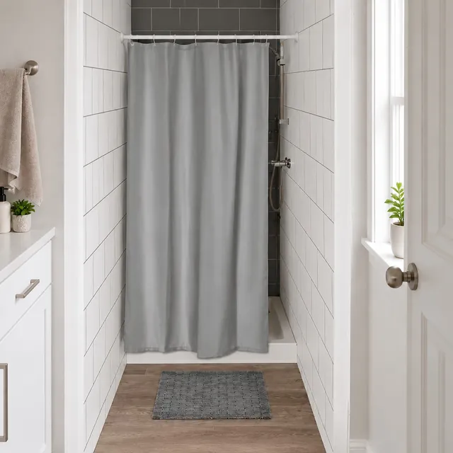 evideco-rideau-douche-gris-120x180-cm-8-anneaux image 1