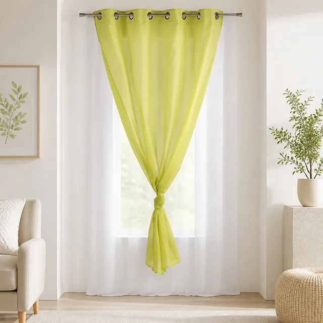 evideco-home-accessories-voilage-vert-lime-blanc-95x55-pouces image 1