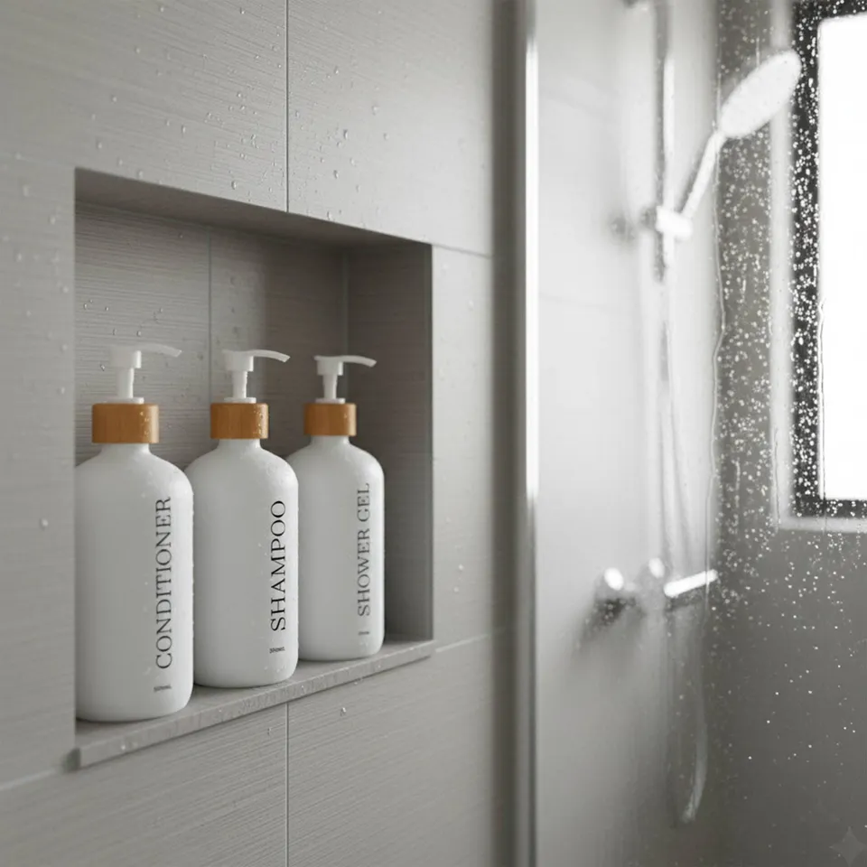 evideco-distributeur-savon-douche-blanc-lot-3x500ml-bambou image 1