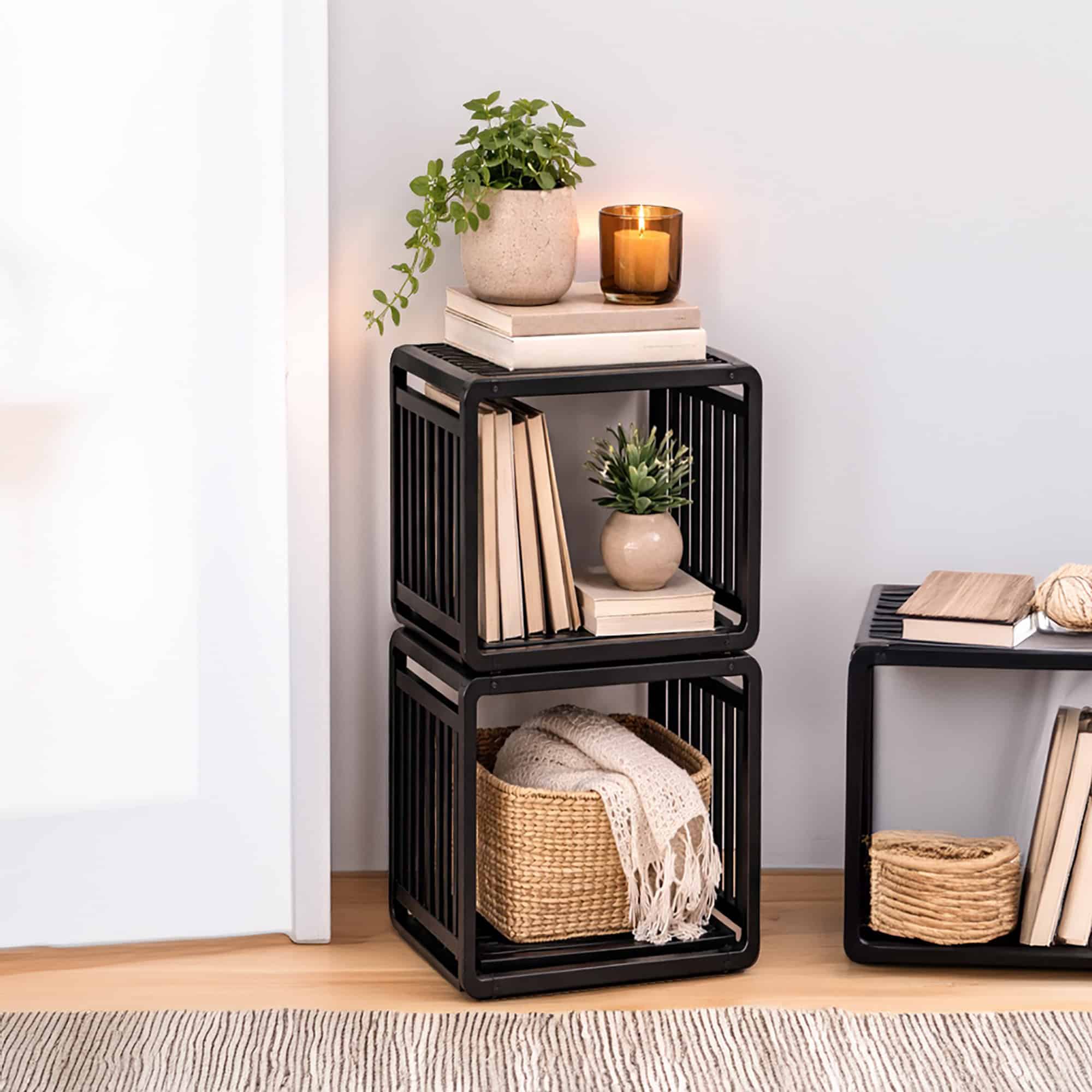evideco-smart-kube-cube-rangement-bambou-noir-lot-de-3 image 2
