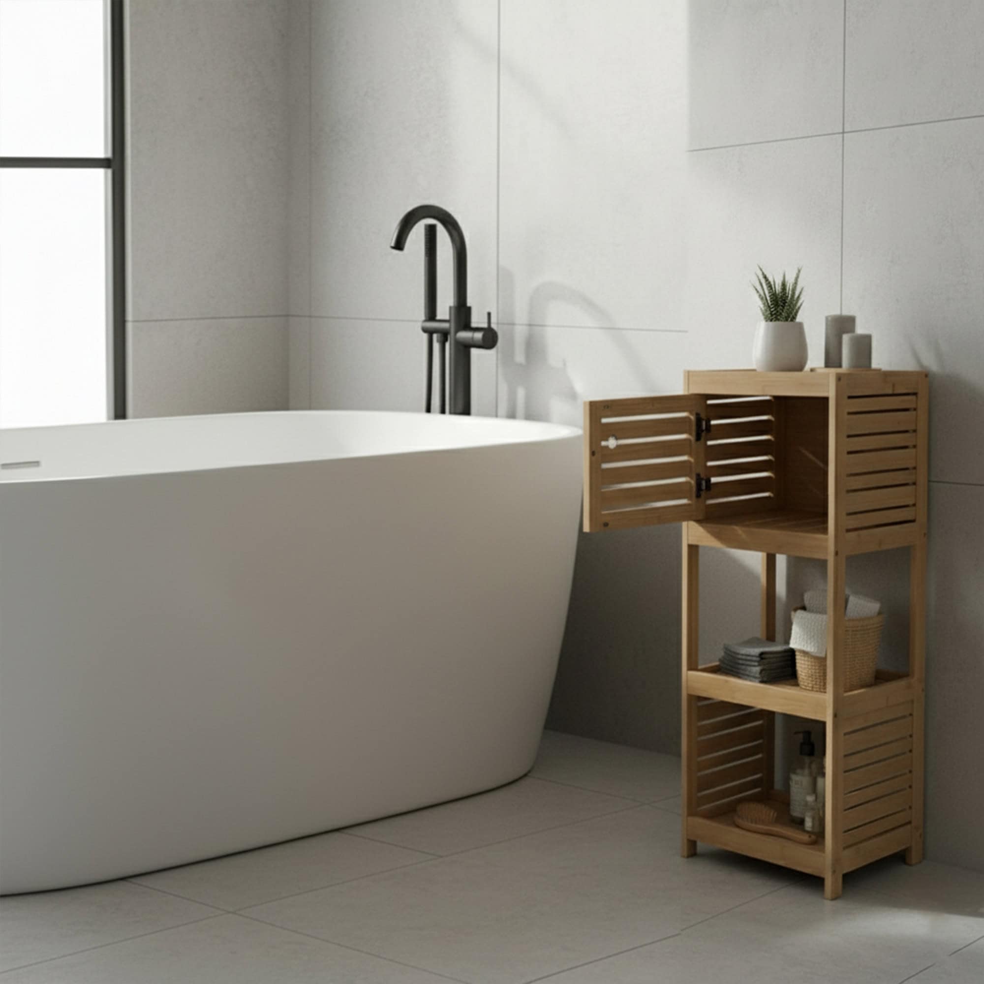evideco-trinidad-colonne-salle-de-bain-naturel-mdf-bambou image 3
