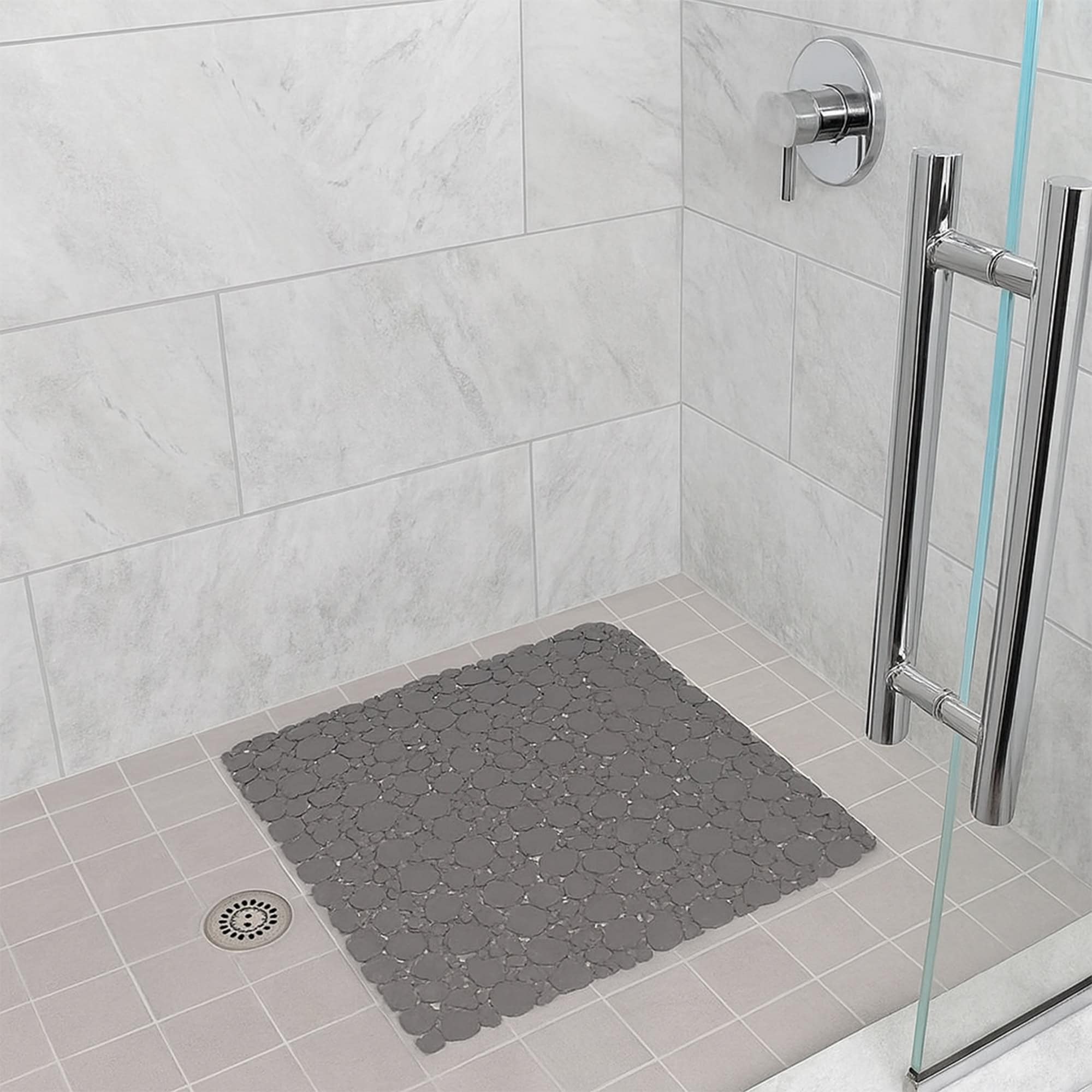 evideco-shower-accessories-tapis-douche-carr-taupe-bulles-50x50 image 2