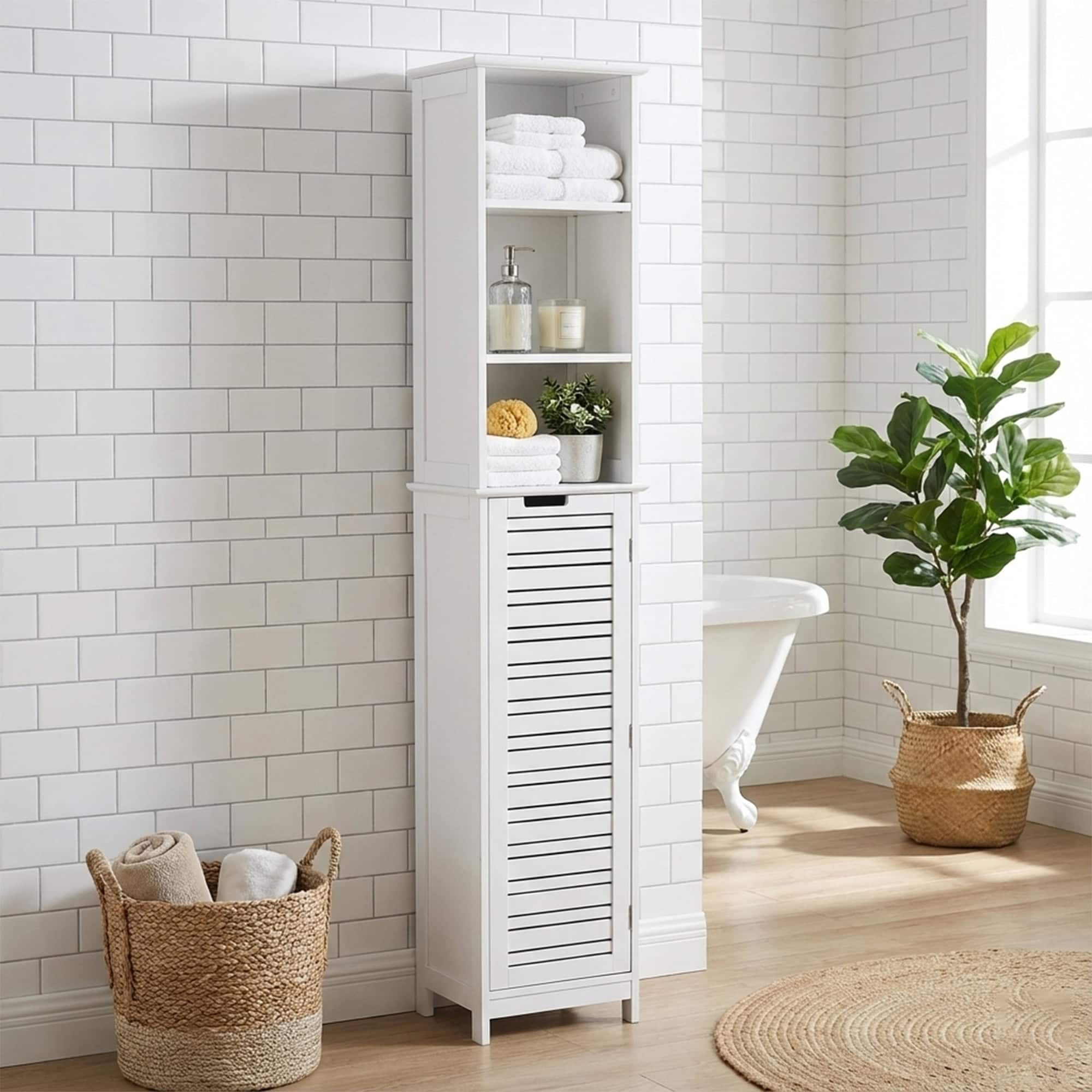 evideco-miami-armoire-salle-de-bain-blanche-haute-slim image 1