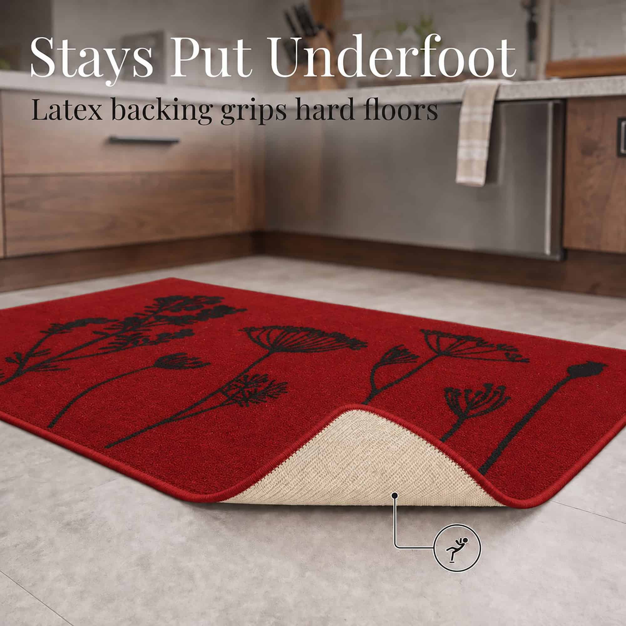 evideco-wool-effect-wildflowers-tapis-cuisine-rouge-noir-81x50-cm image 4