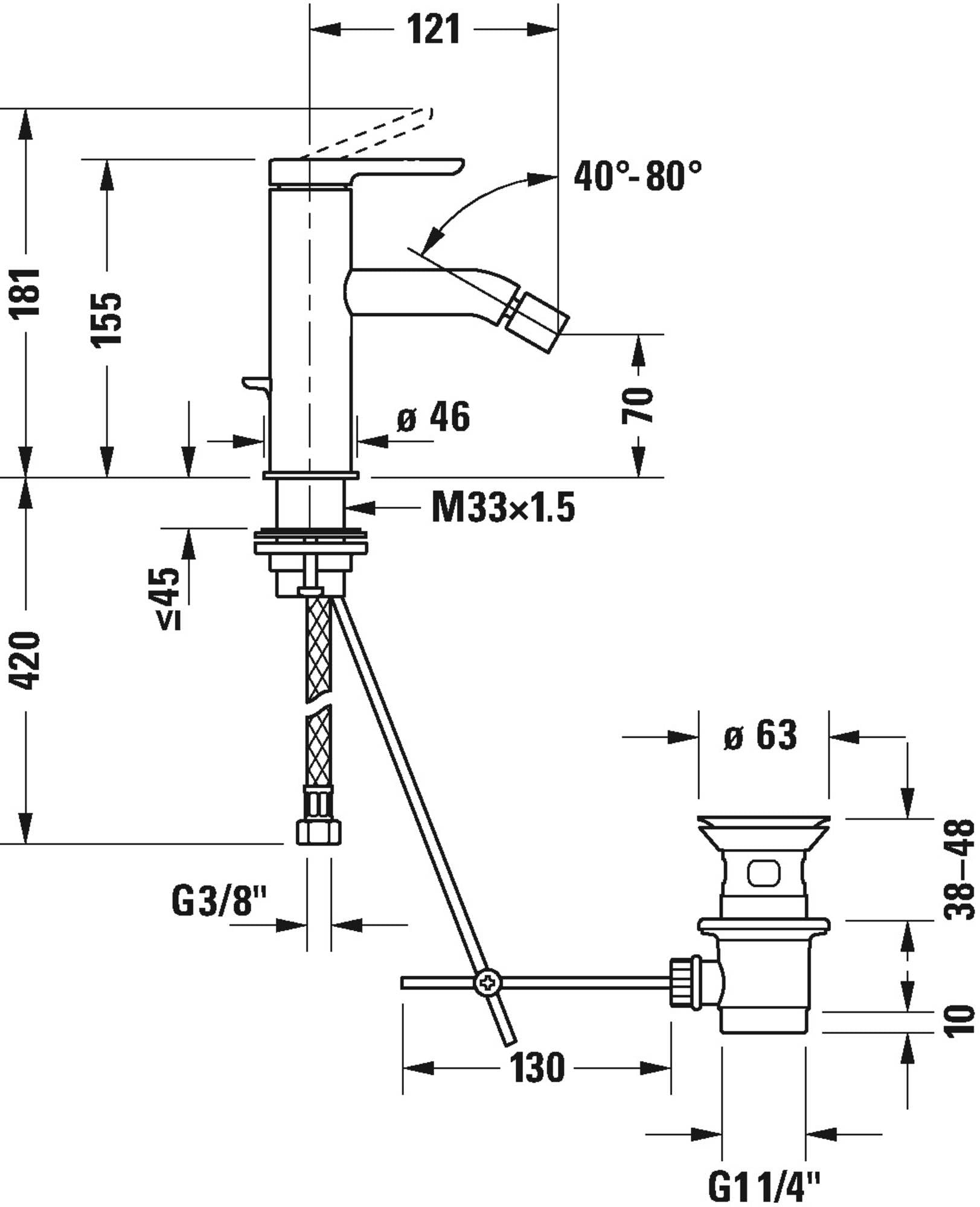 duravit-c-1-mitigeur-bidet-chrom-bec-70-mm-bonde image 2