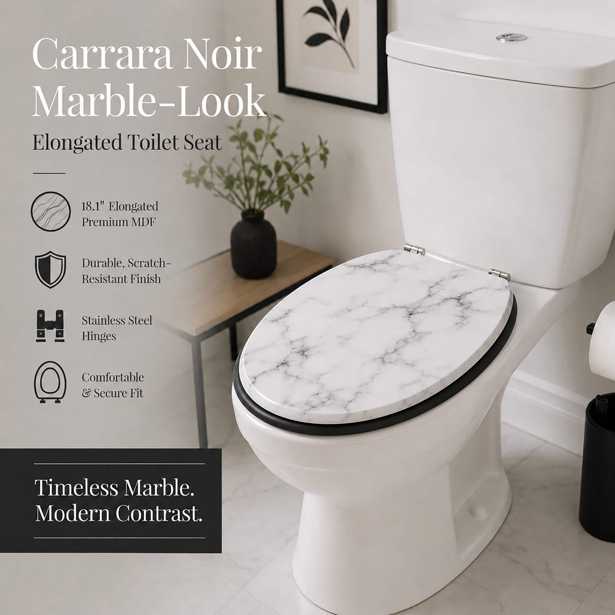 evideco-carrara-noir-abattant-wc-allong-18-pouces-marbre image 2