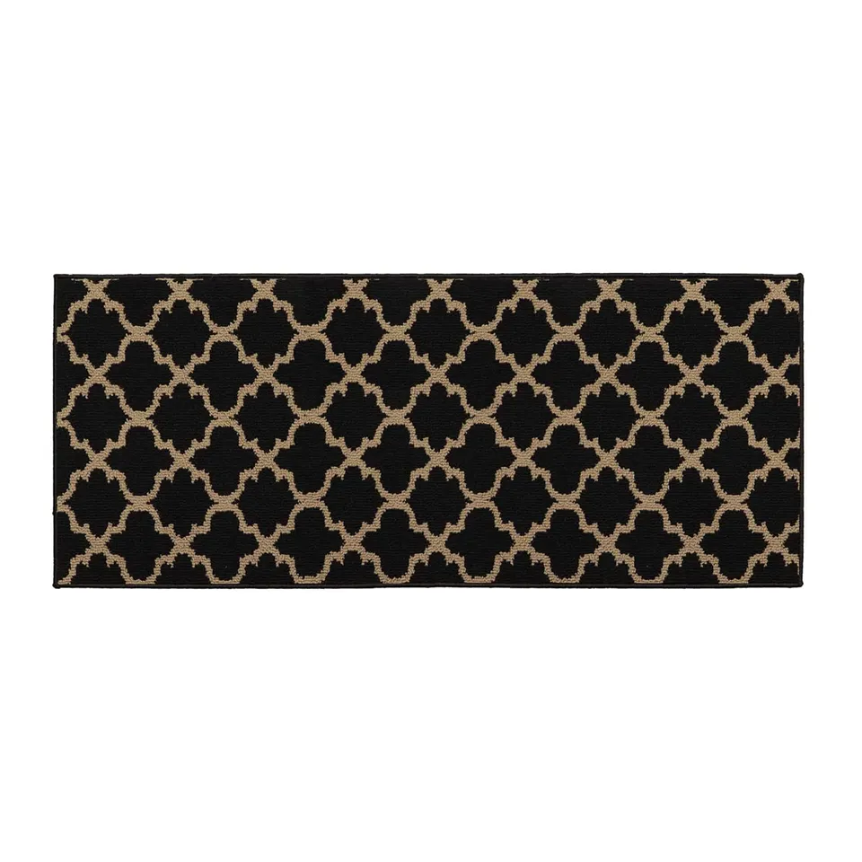 evideco-home-accessories-tapis-cuisine-arabesque-48x20-noir-beige image 1