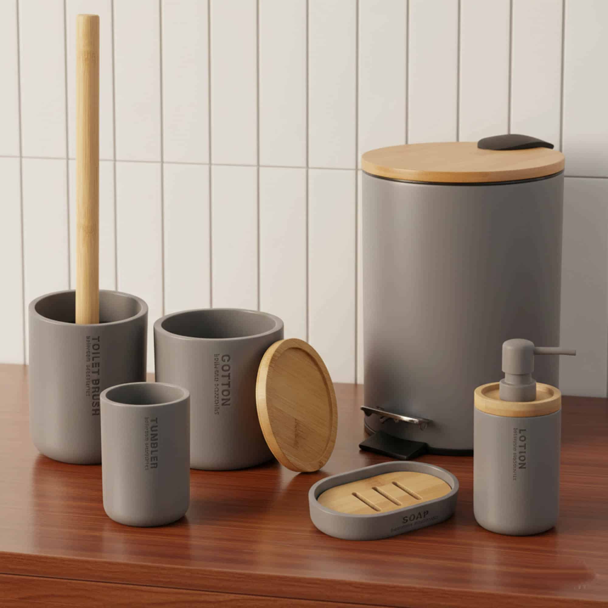 evideco-toilet-seats-brosse-wc-gris-mat-manche-bambou-polyresine image 6