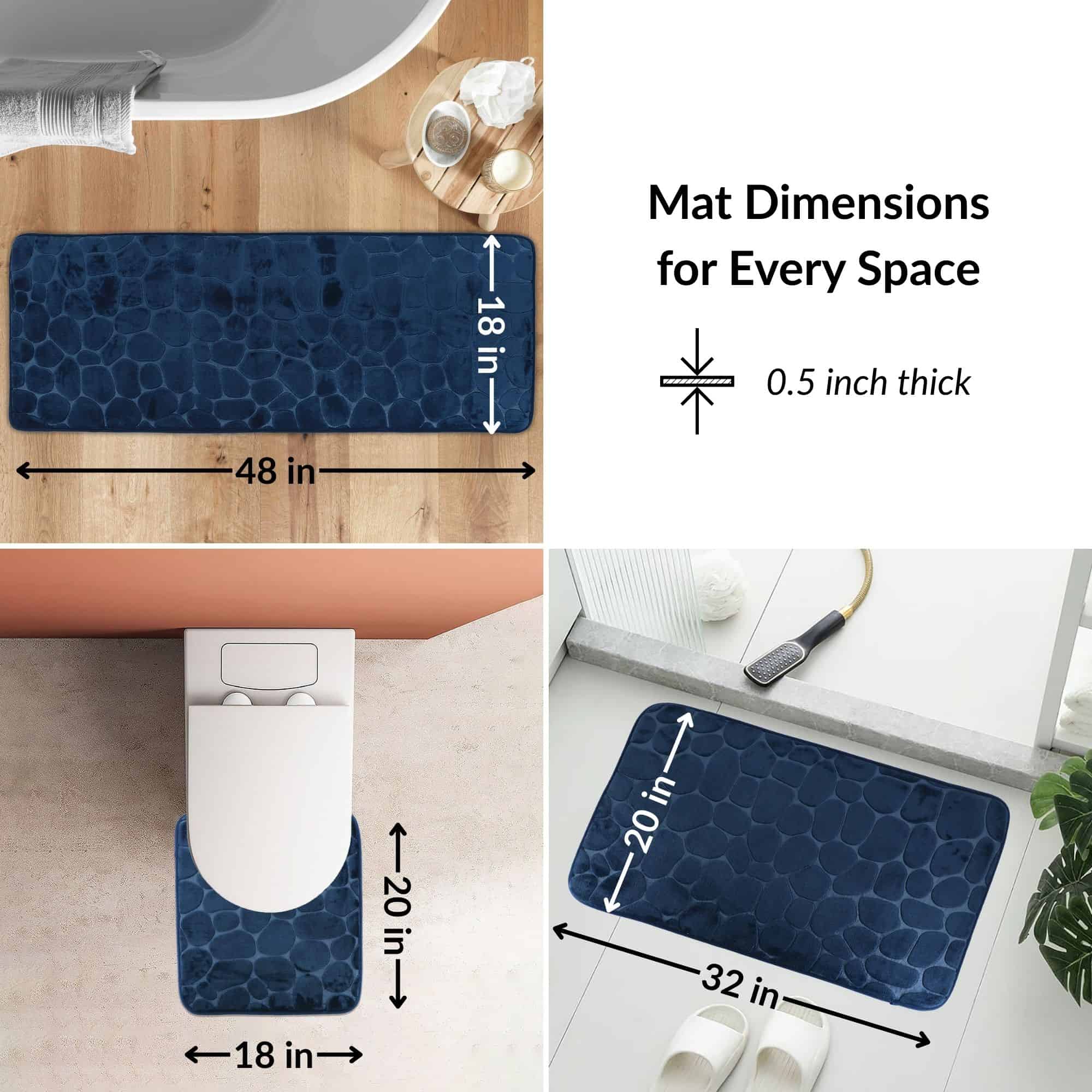 evideco-memory-foam-tapis-de-bain-bleu-marine-lot-3-antid-rapant image 2