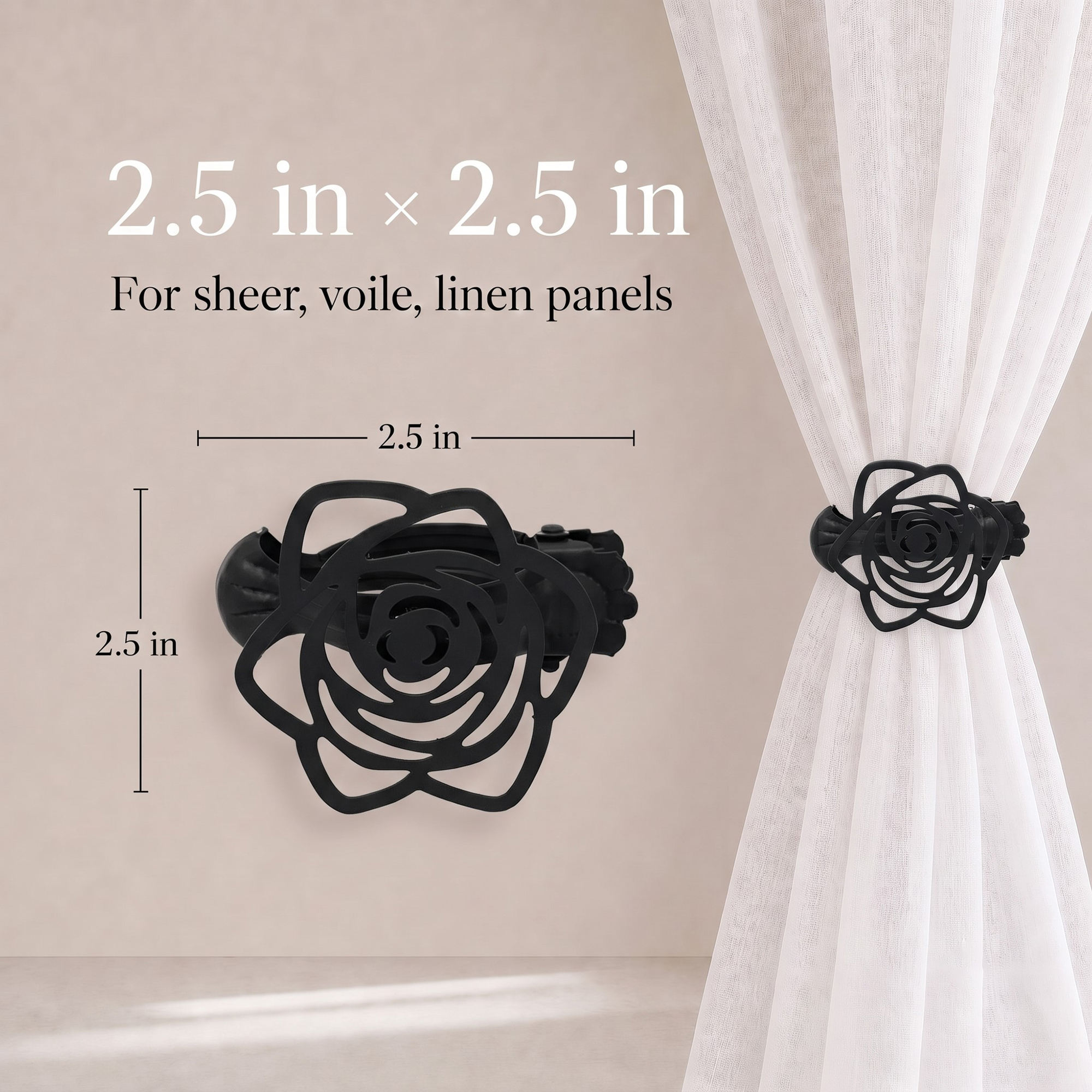 evideco-home-accessories-pince-rideau-rose-noire-lot-de-2-sans-per-age image 5