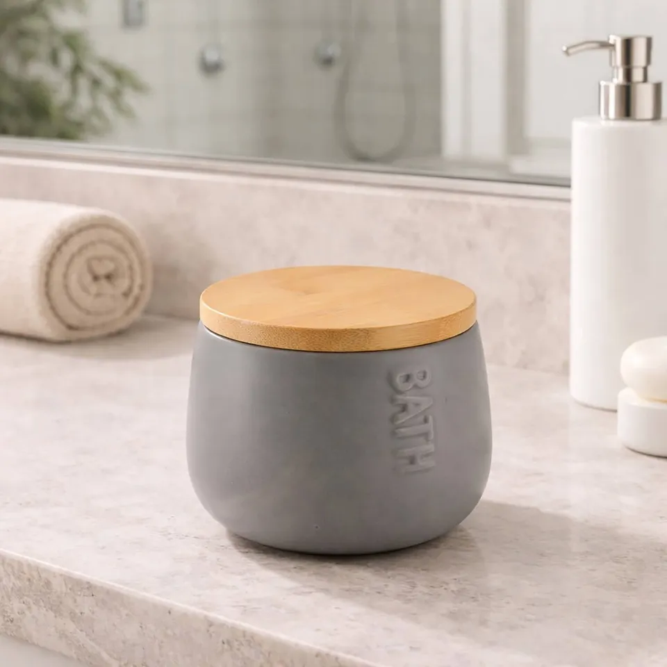 evideco-bath-bo-te-coton-grise-bambou-ronde image 1