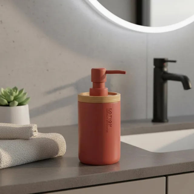 evideco-distributeur-savon-terracotta-bambou-rechargeable image 1