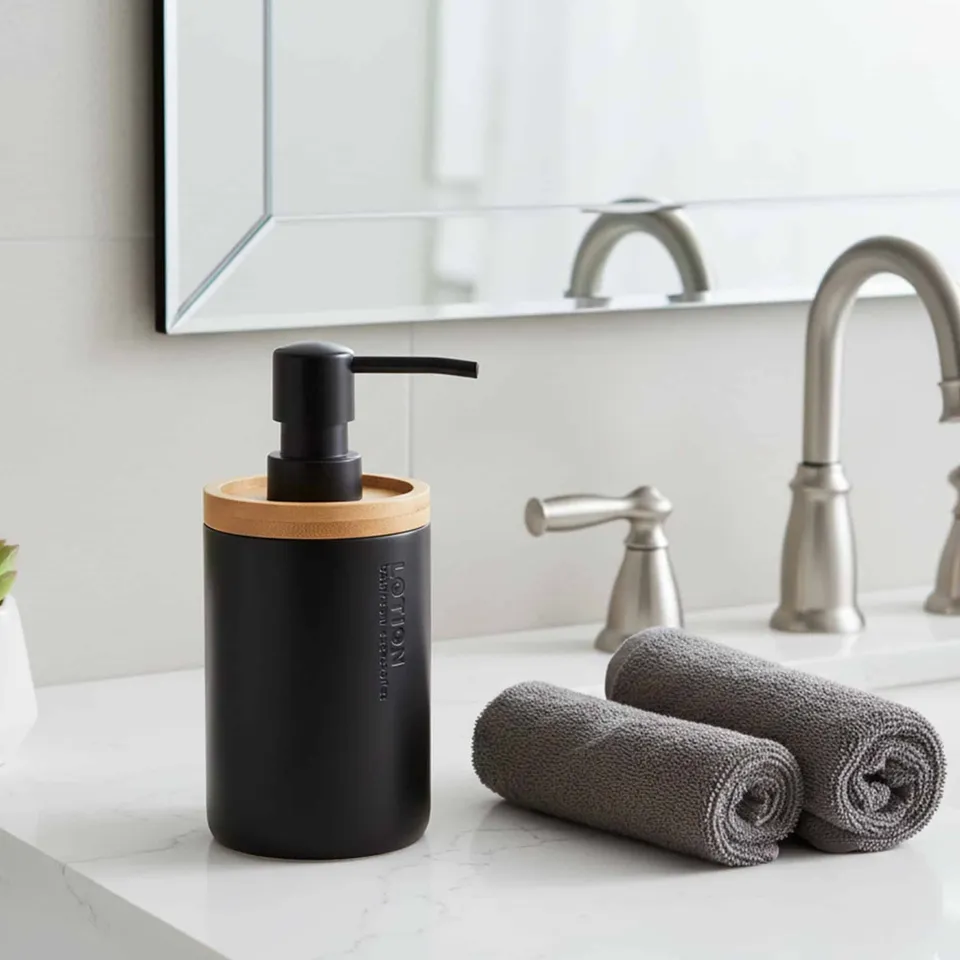 evideco-bathroom-accessories-distributeur-savon-noir-bambou image 1