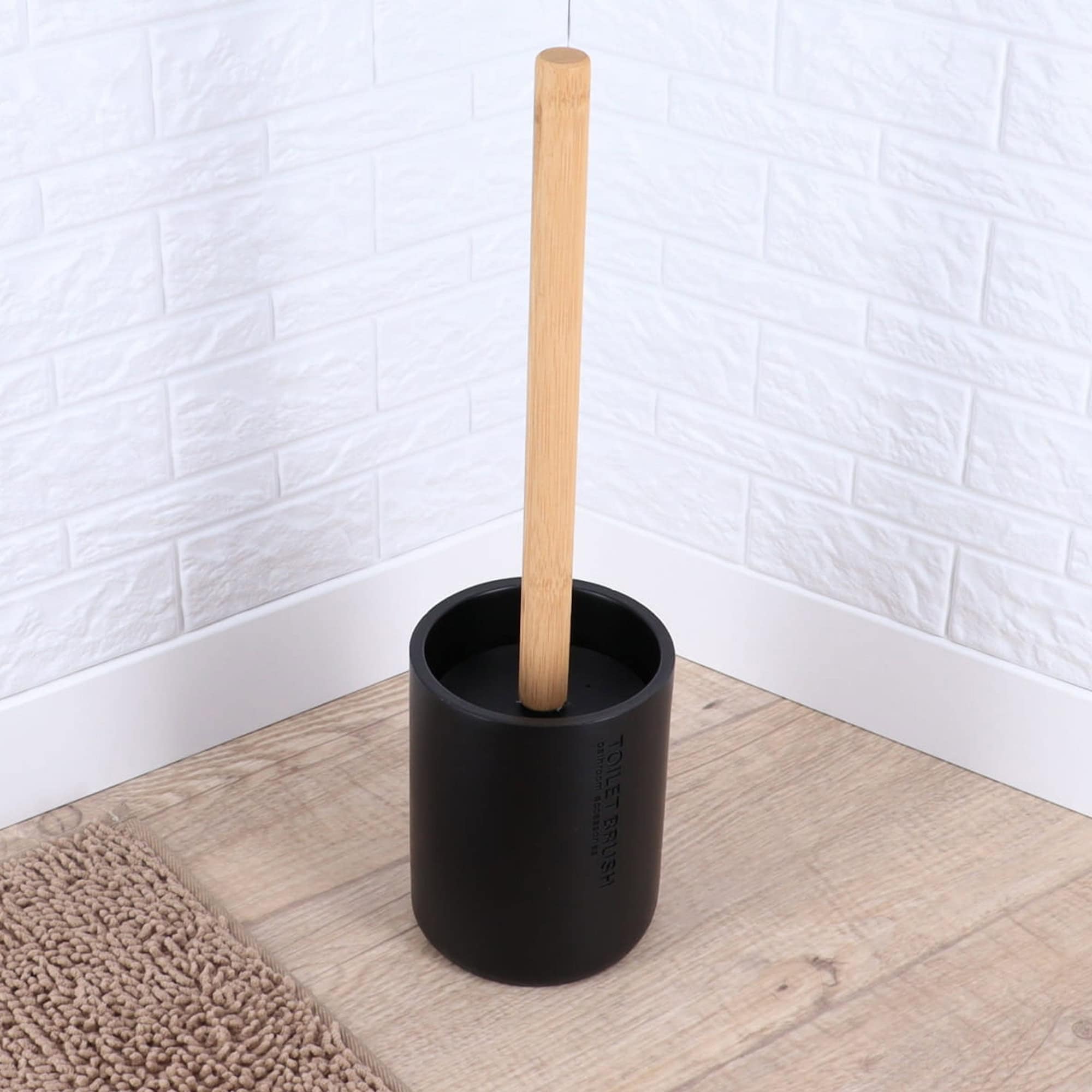 evideco-set-accessoires-salle-de-bain-noir-5-pi-ces-bambou image 3