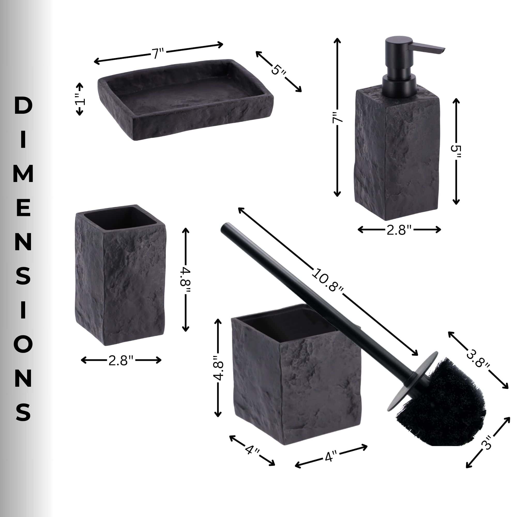 evideco-stone-effect-set-accessoires-salle-de-bain-noir-4-pi-ces image 4