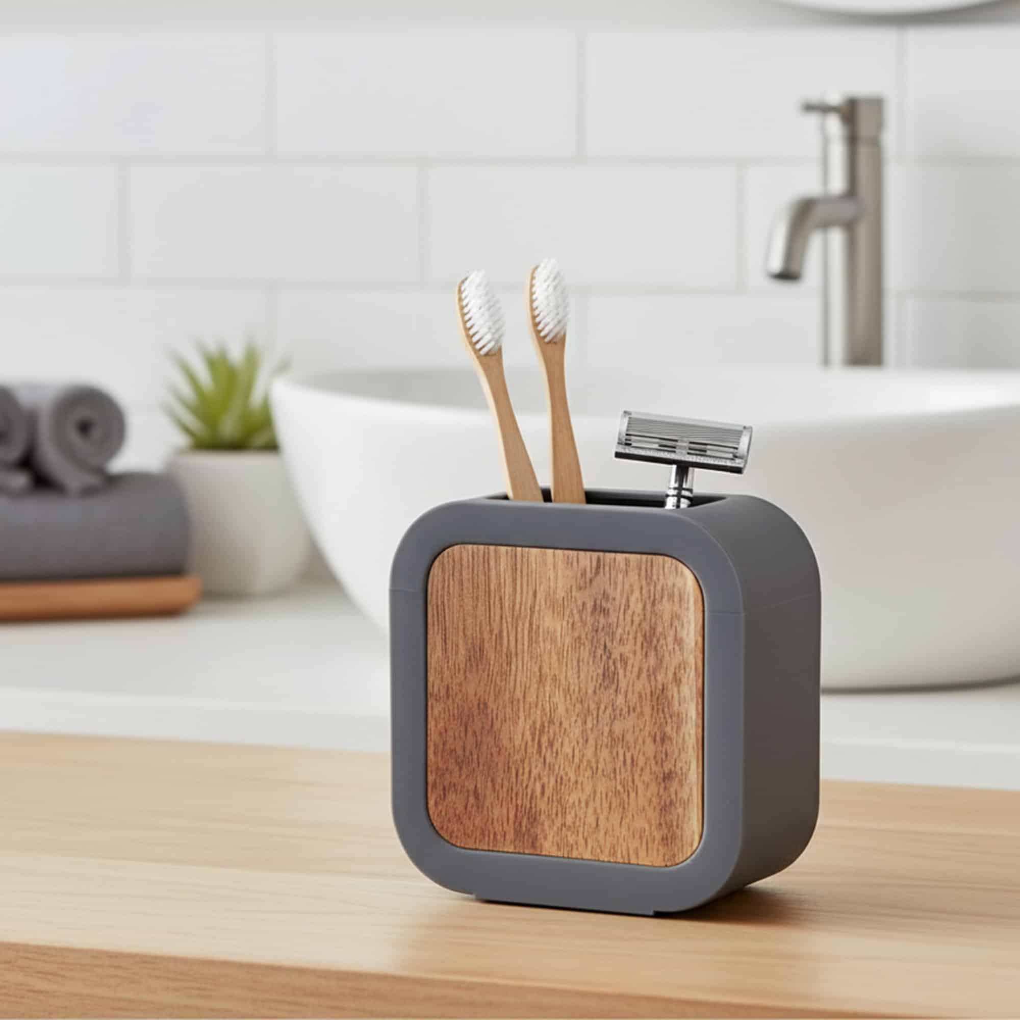 evideco-bathroom-accessories-porte-brosse-dents-gris-acacia image 2